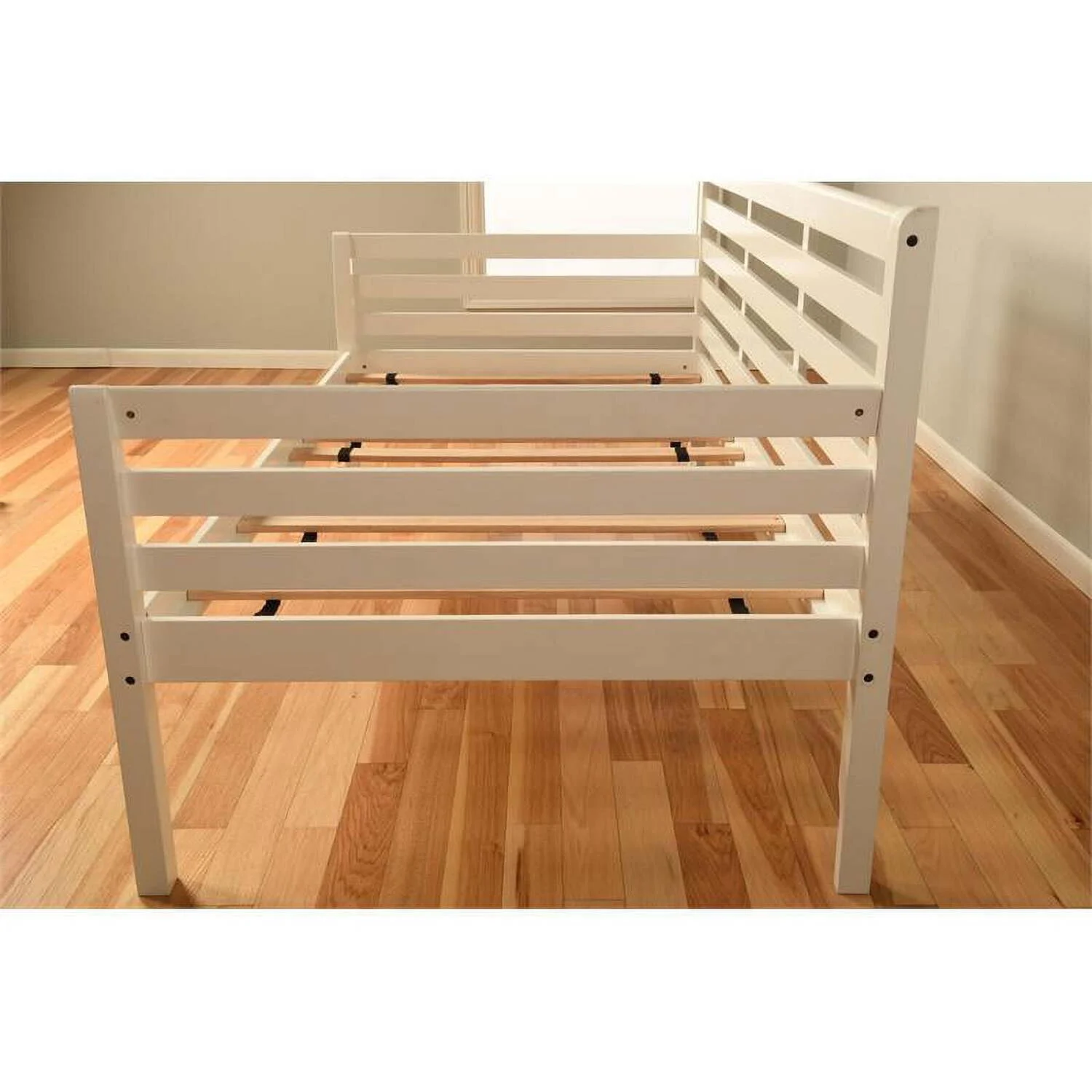 Kodiak Furniture Boho Wood Daybed in White Finish with Linen Stone Mattress