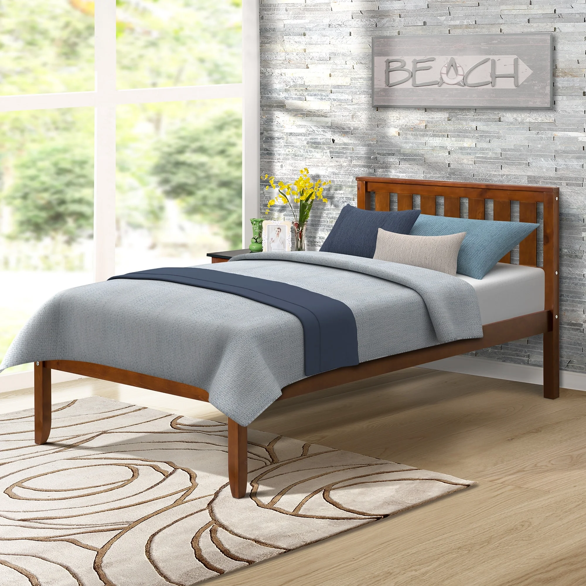 Copper Grove  Seroe Twin Wood Platform Bed Walnut