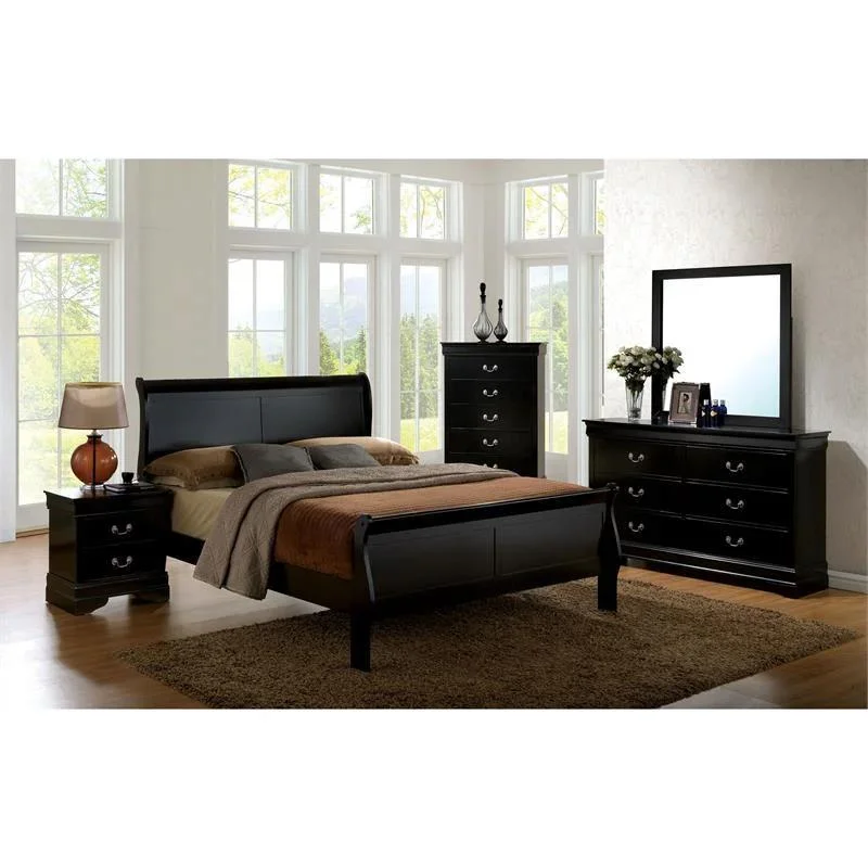 Contemporary Black Full 5pcs Bedroom Set by Acme Louis Philippe III 19508F-5pcs