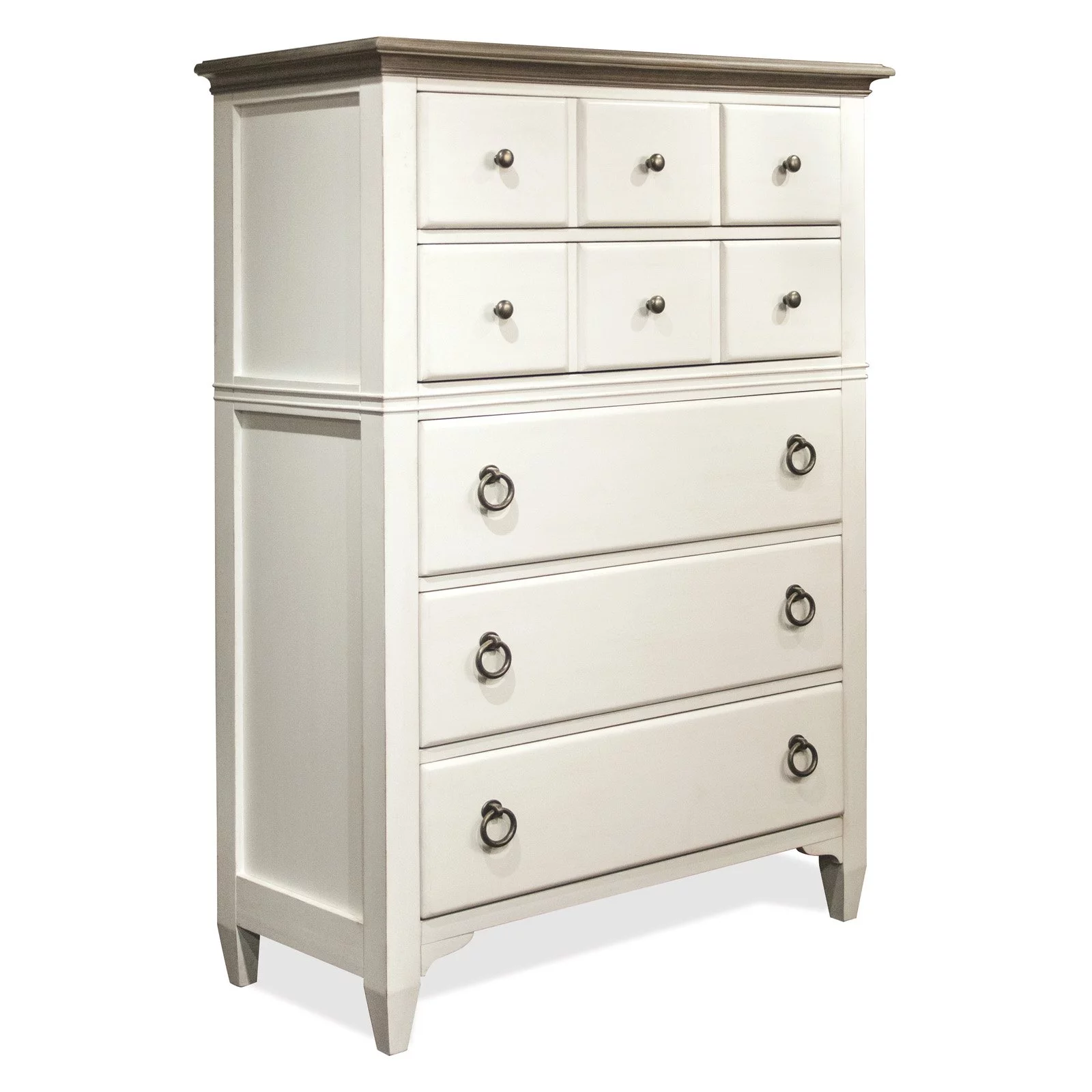 Riverside Furniture Myra Wood 5-Drawer Chest in Natural and Paperwhite