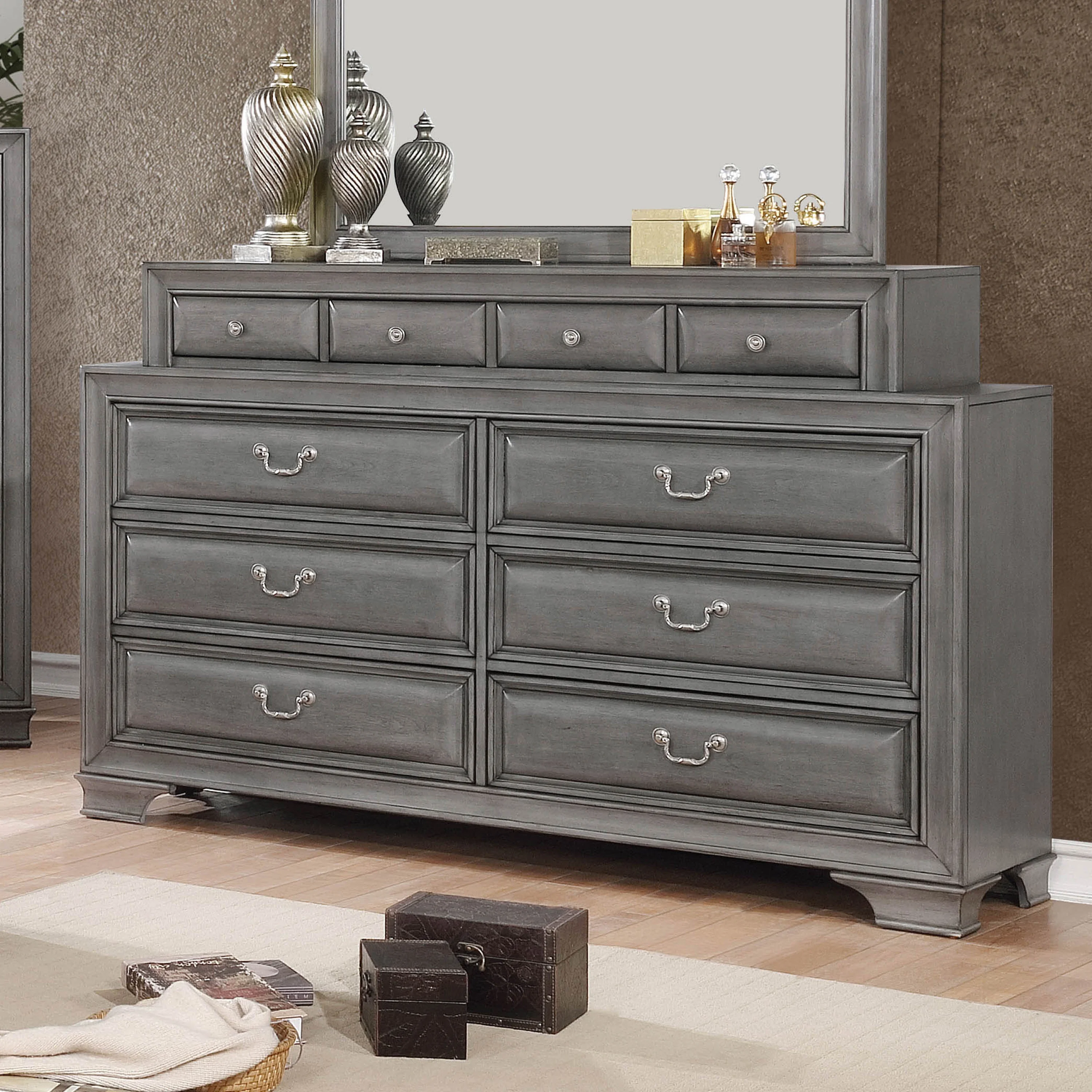 Furniture of America Damien Rustic 10-Drawer Dresser, Gray