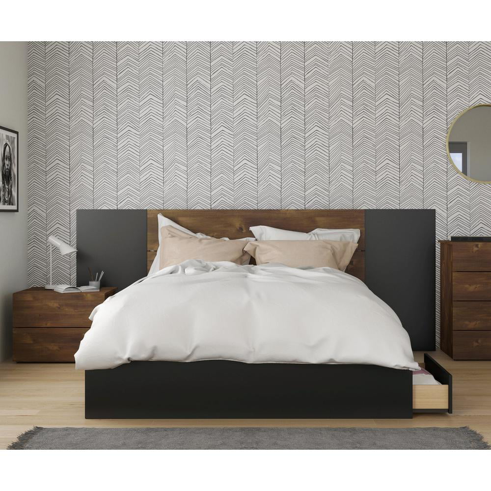 Nexera Bogota 4 Piece Queen Size Bedroom Set, Truffle & Black