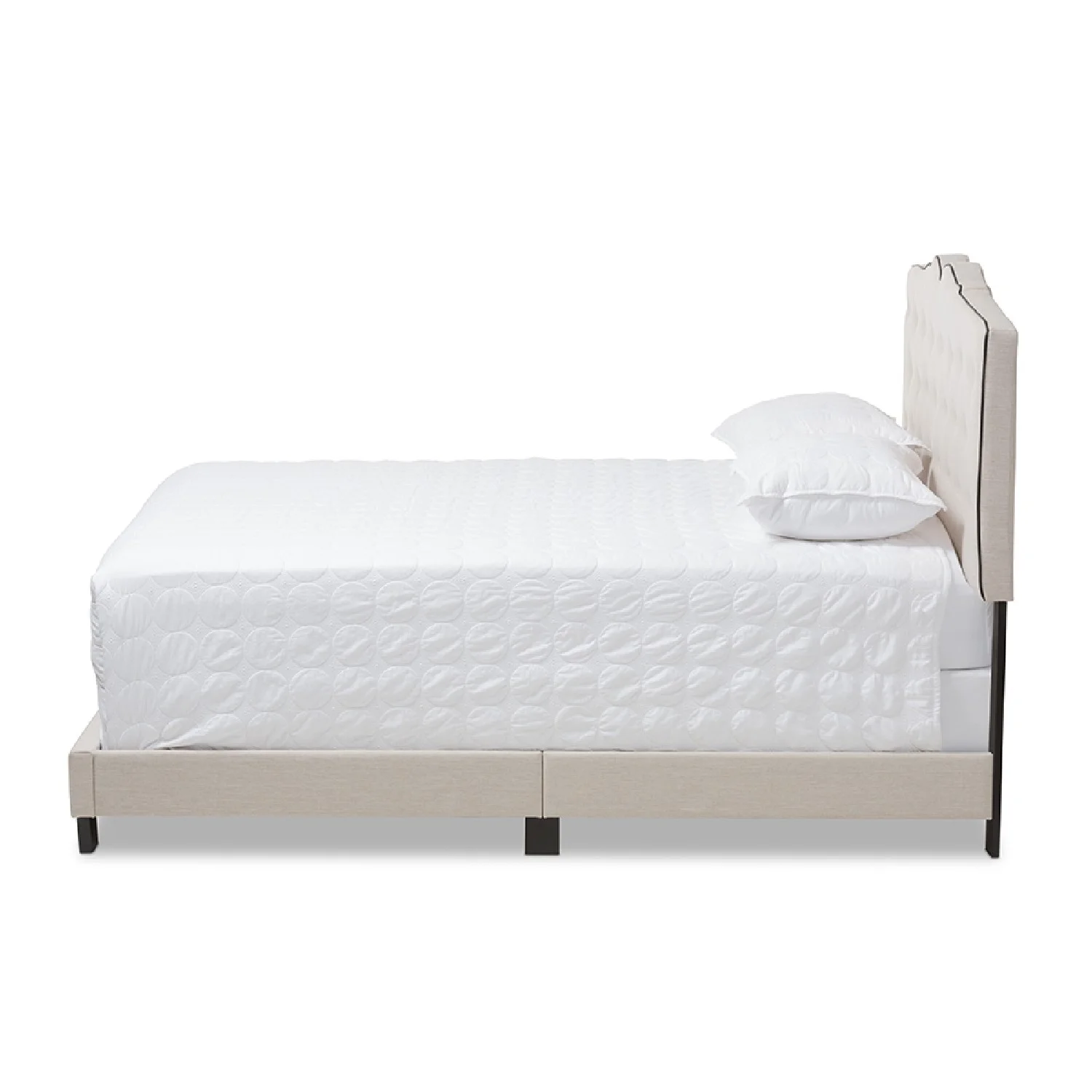 Baxton Studio Vivienne Modern and Contemporary Light Beige Fabric Upholstered King Size Bed