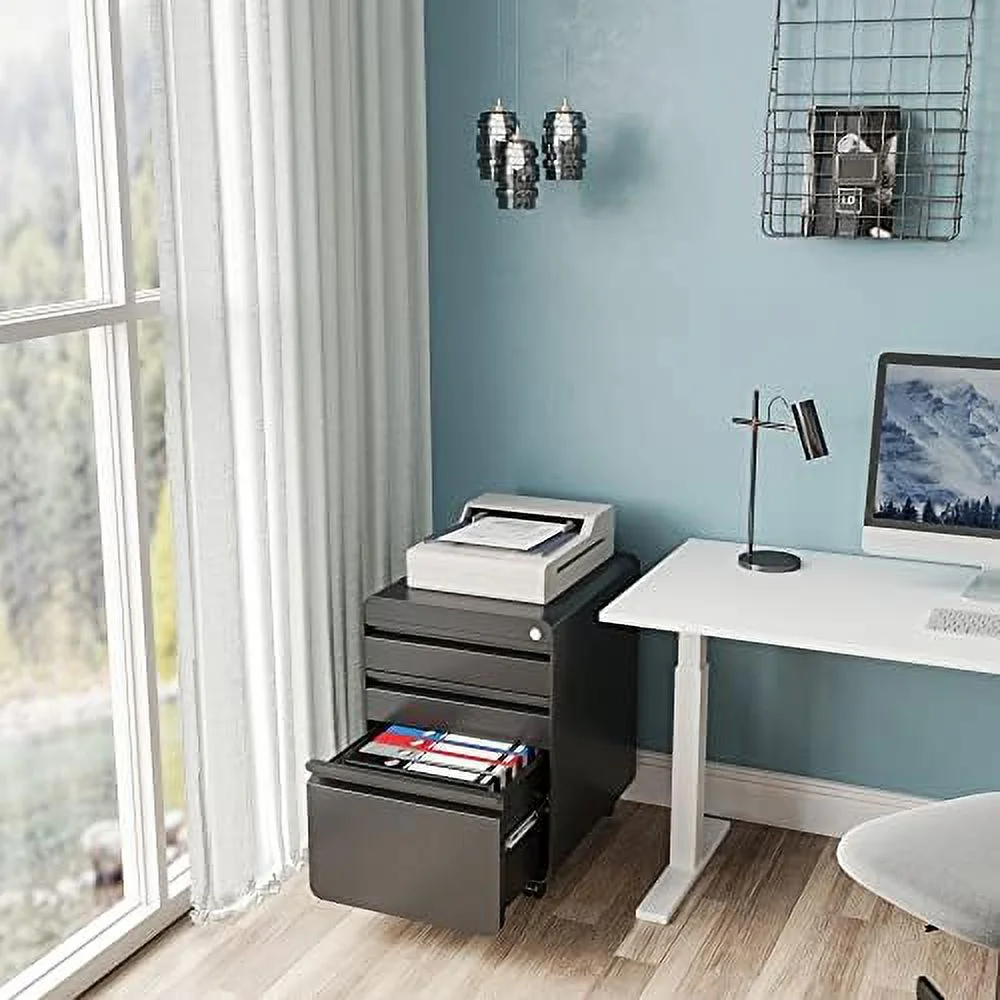 KHBIULIFE 6 Drawer Metal Chest  Office  File Cabinet  Modern Chest of Drawers  Organizer  Vertical Drawer Unit Side Cabinet Under Desk File Cabinet for Home Office Bedroom Living Room  Bl