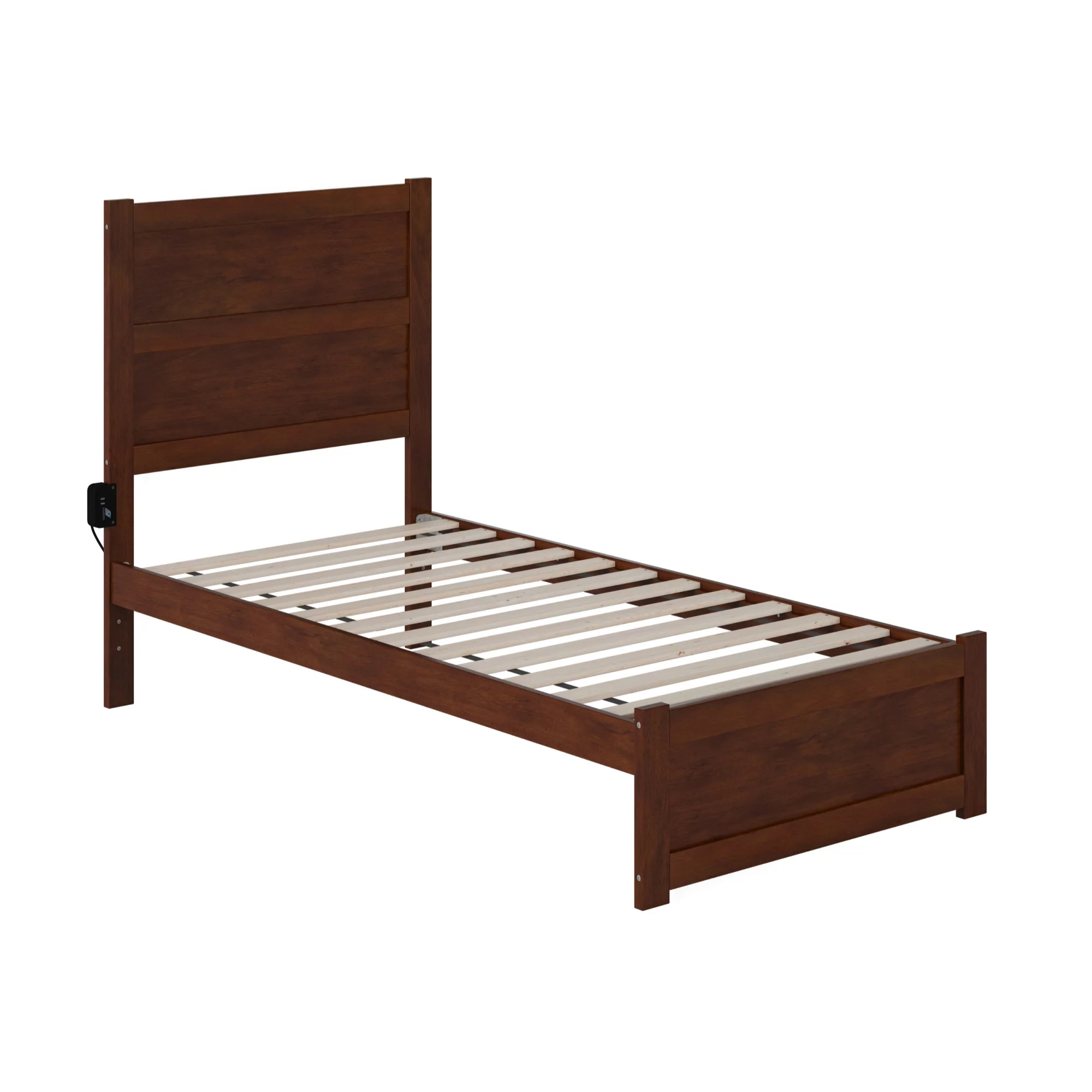 AFI NoHo Contemporary Wood Twin Bed with Footboard in Walnut