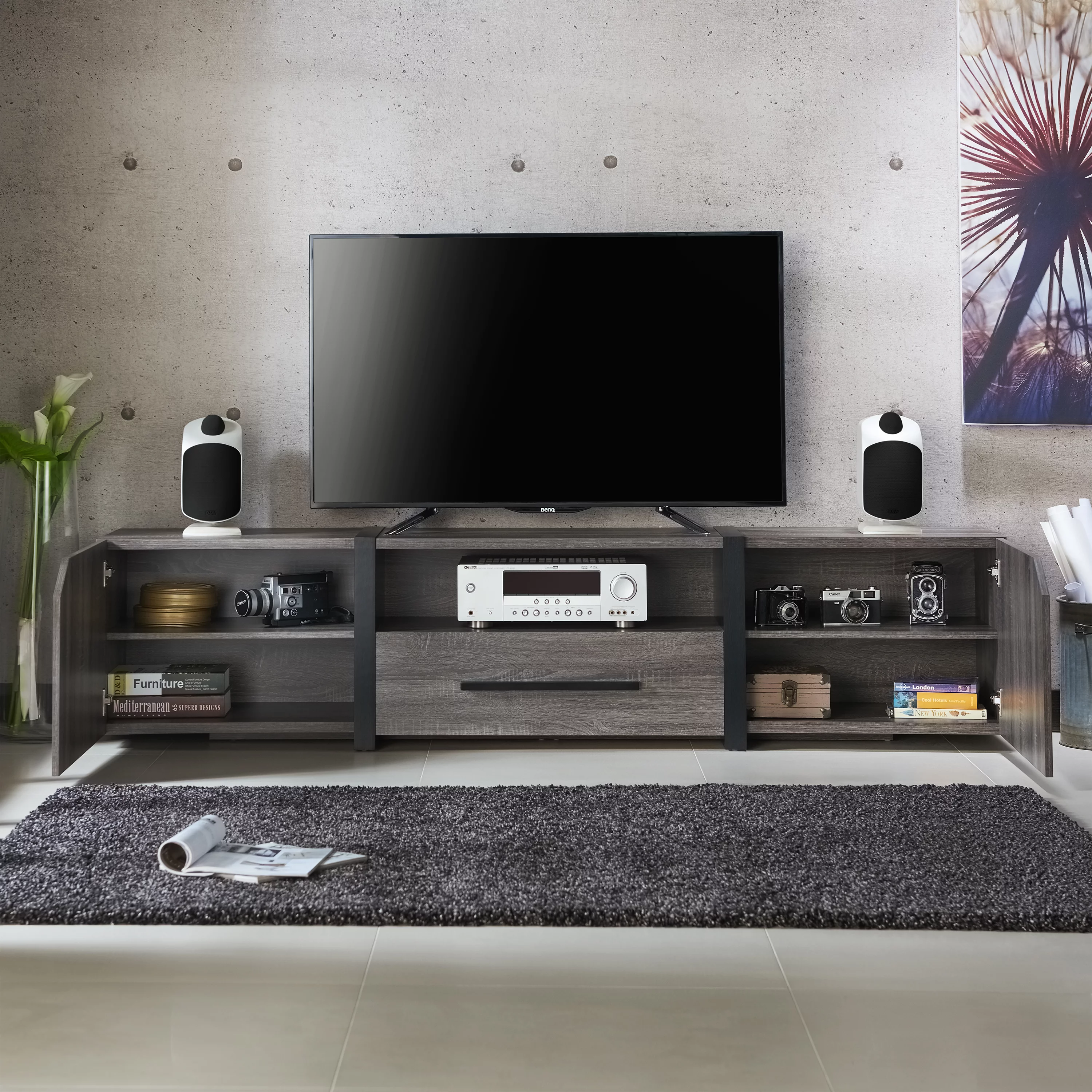 Furniture of America Clipe TV Stand for TVs up to 85