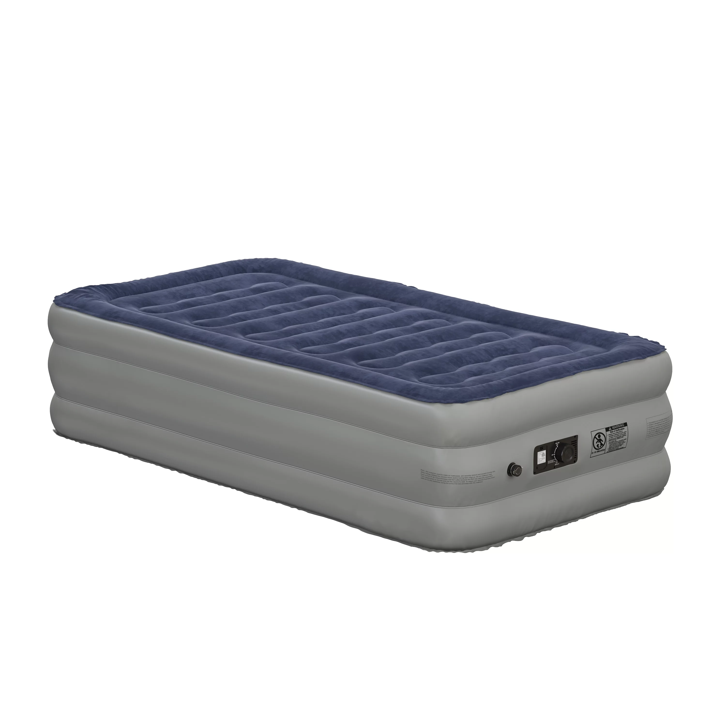 Emma + Oliver 18 Inch Twin Size Raised Inflatable Air Mattress With Internal Electric Pump