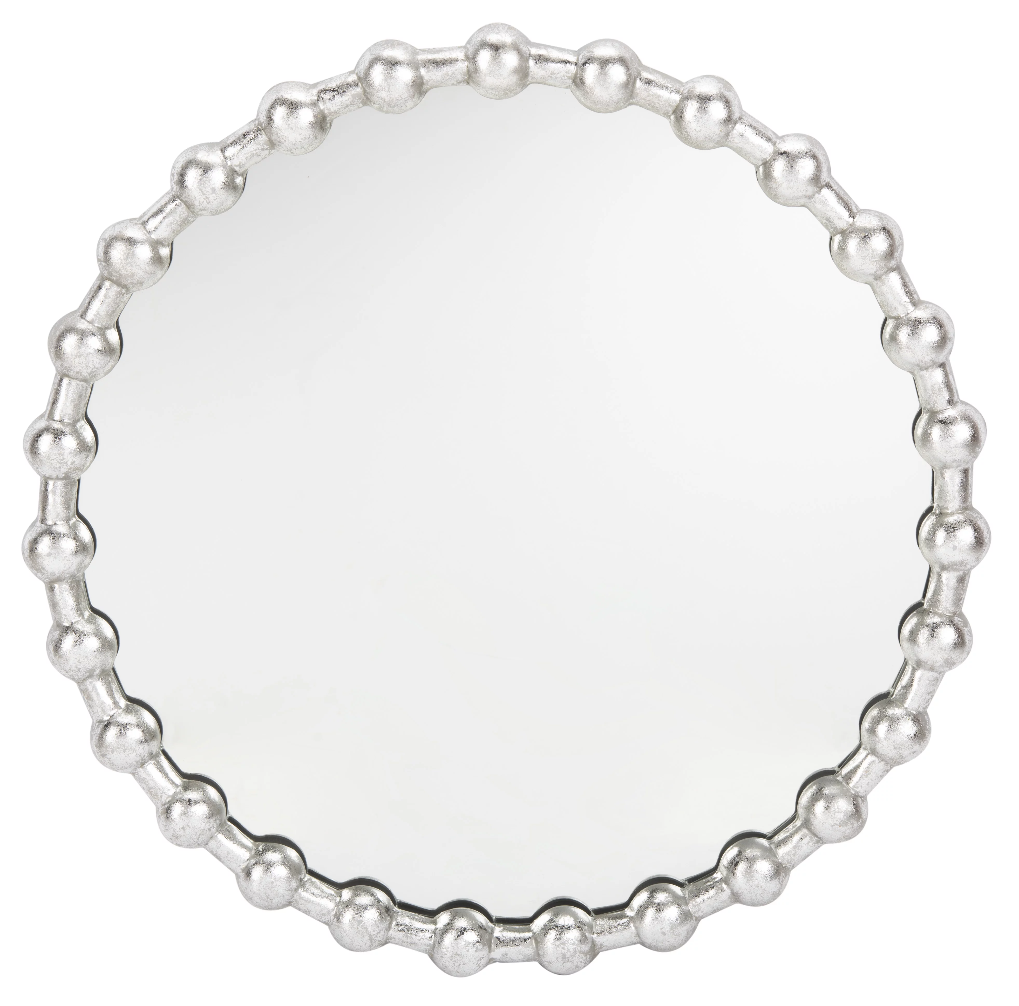 SAFAVIEH Eden 30 in. Round Bold Beaded Mirror, Silver