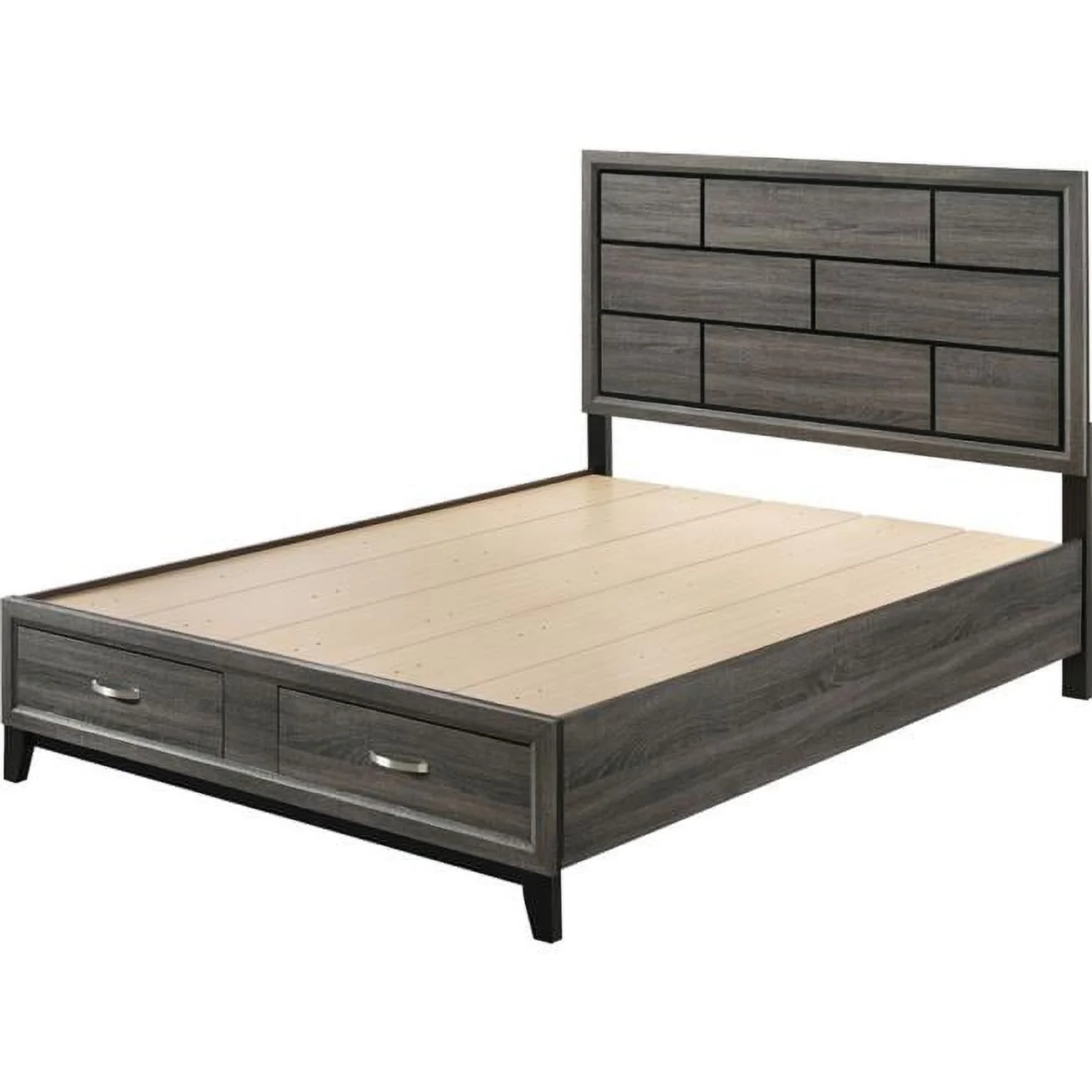 Valdemar Eastern King Bed with Storage, Weathered Gray