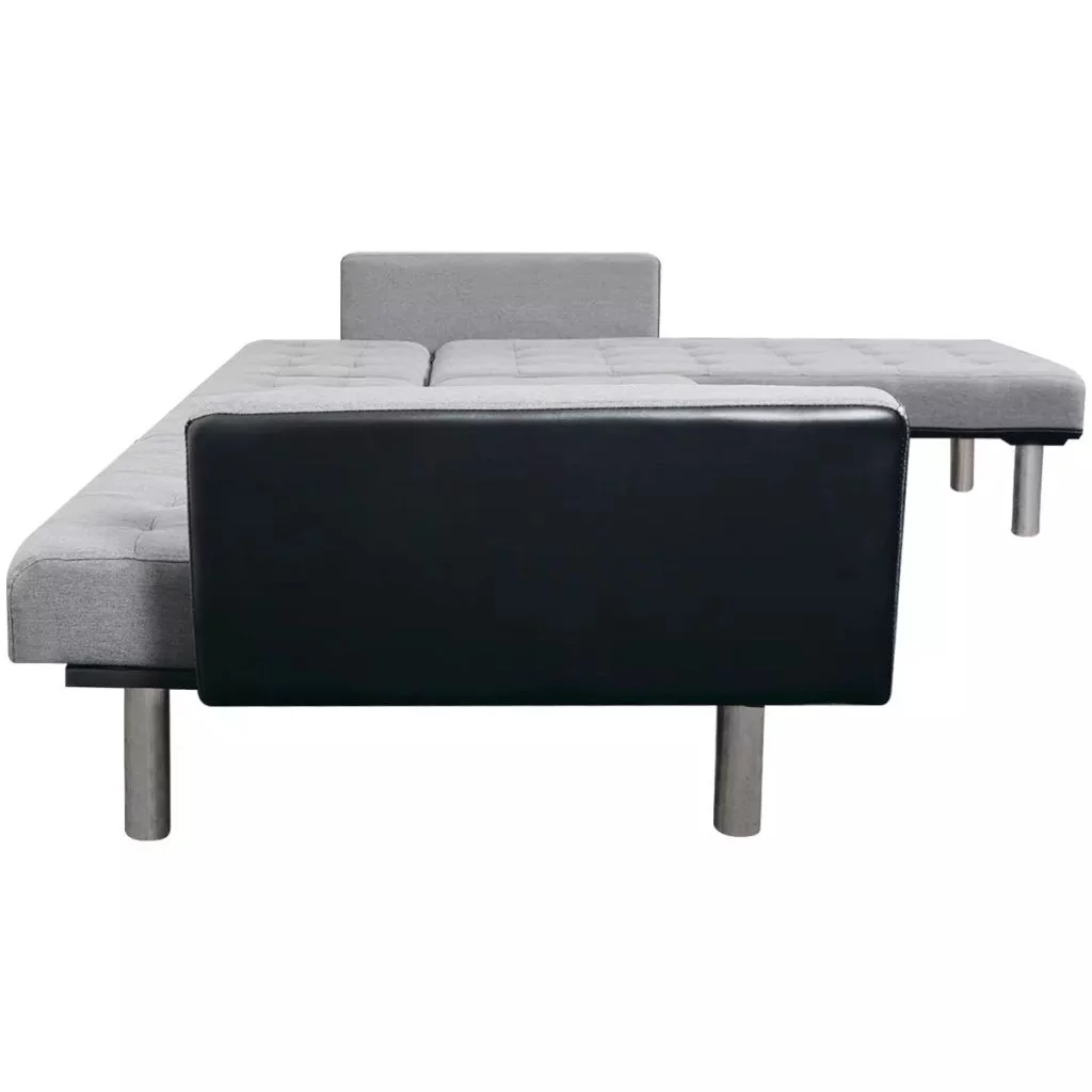 Andoer L-shaped Sofa Bed Fabric Black and Gray