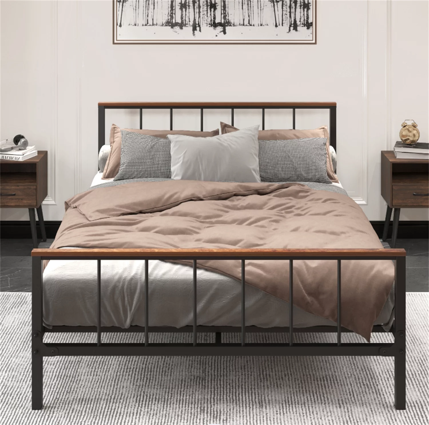 Metal Platform Bed frame with Headboard and Footboard, Heavy Duty Platform Bed Frame with 11.8