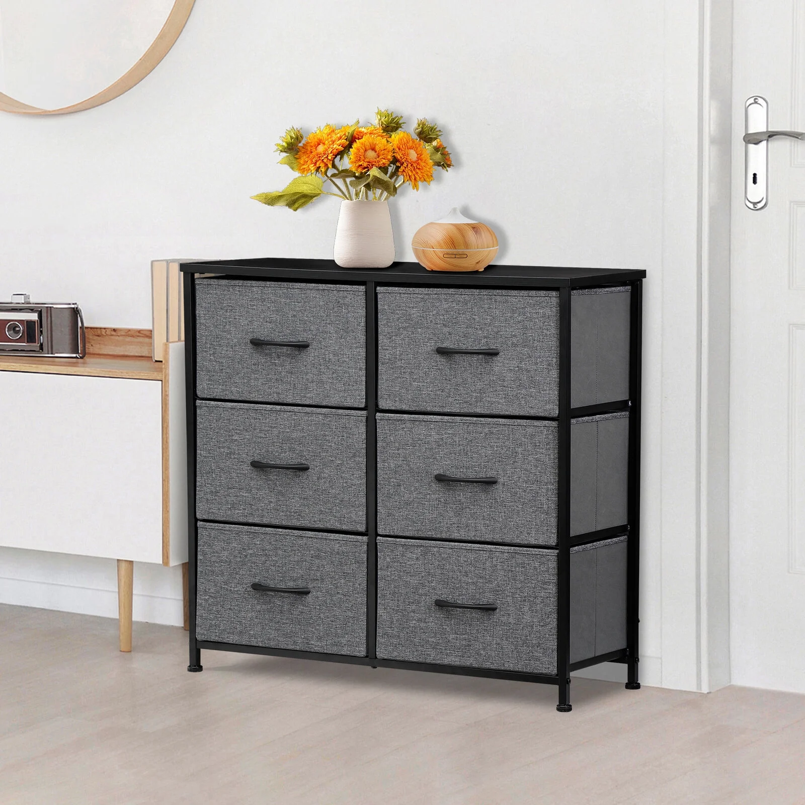 Fabric Dresser for Bedroom Tall Dresser with 6 Drawers for Closet Living Room