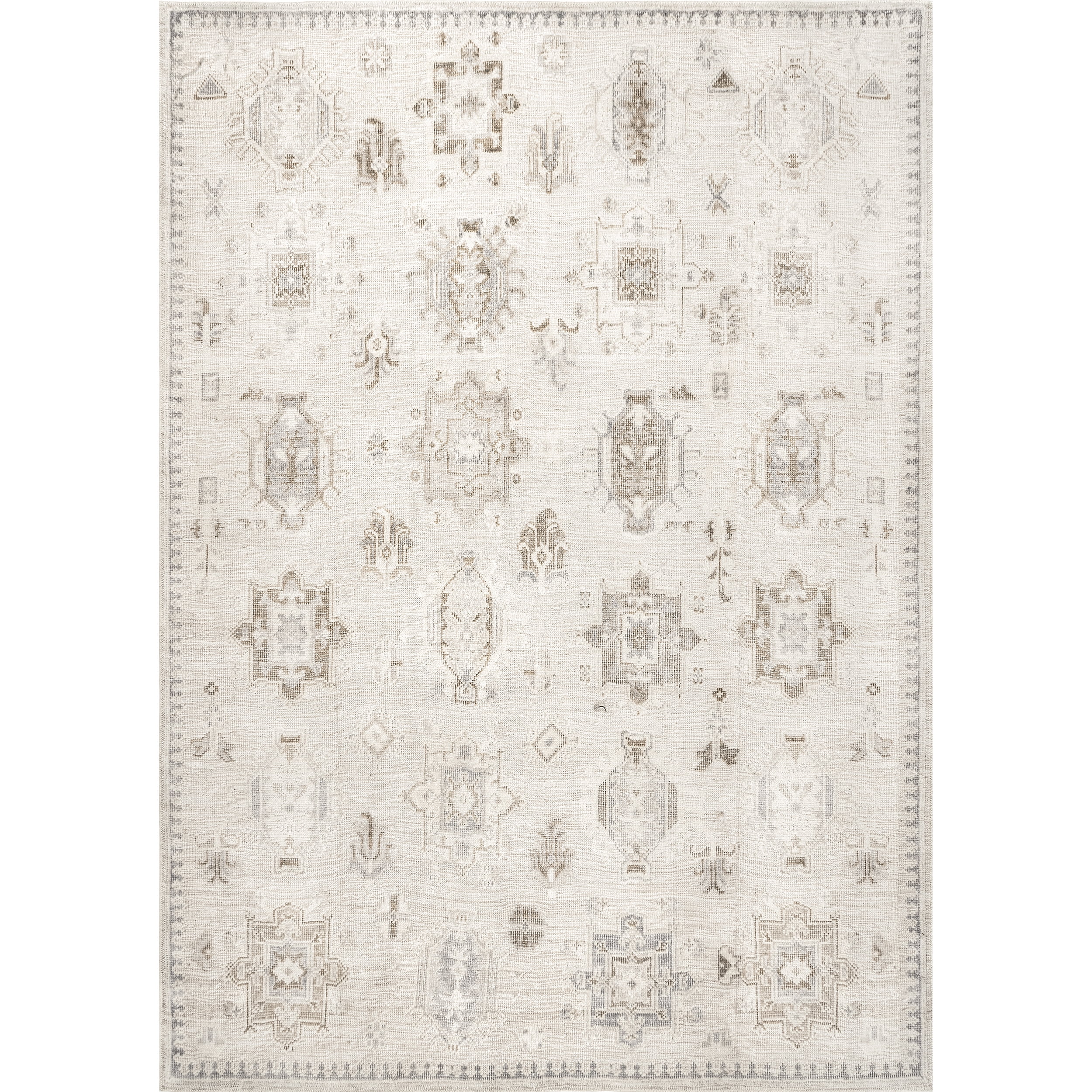 nuLOOM Krystin Machine Washable Distressed Area Rug, 6' x 9', Beige