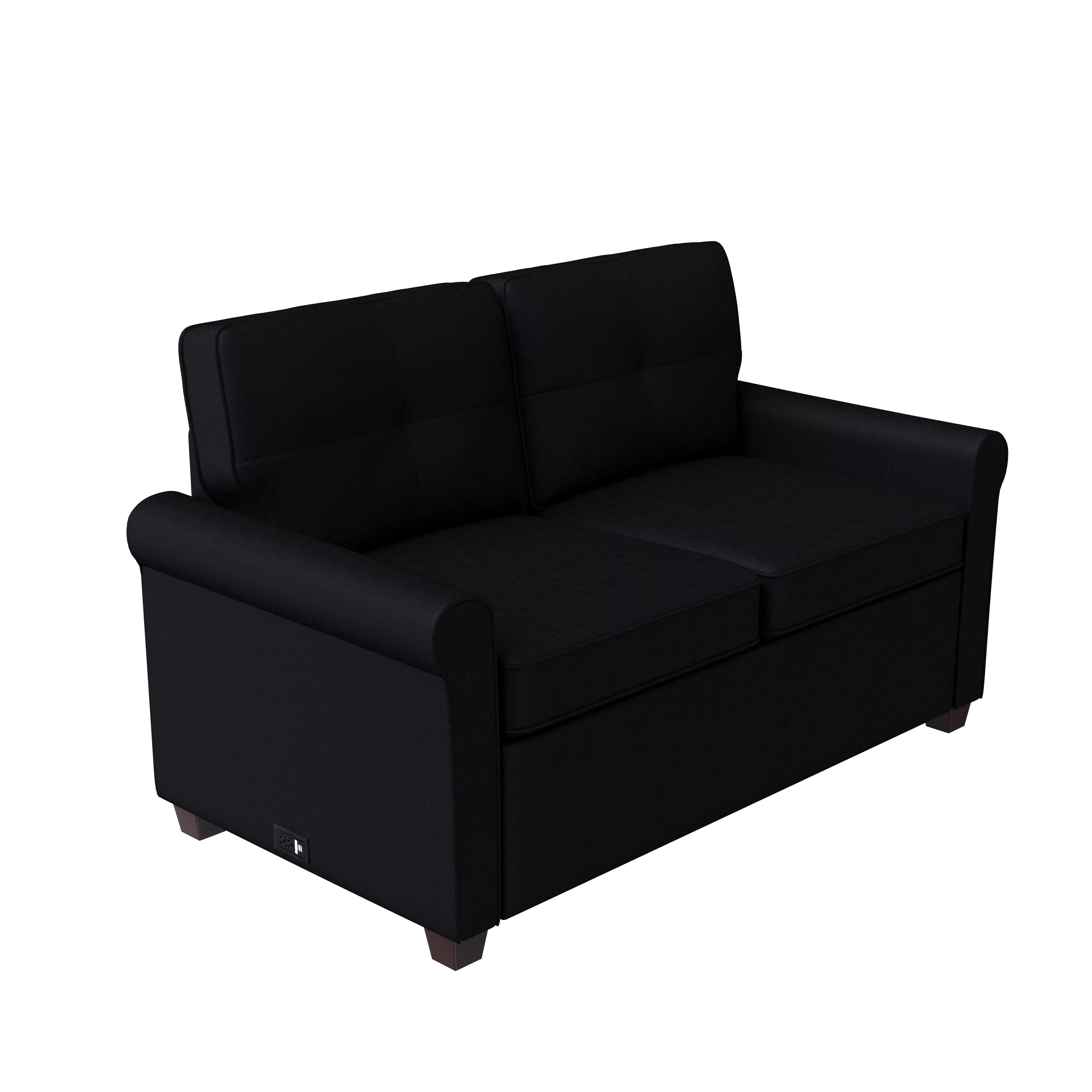 Lifestyle Solutions Anton Loveseat with Power, Black Fabric