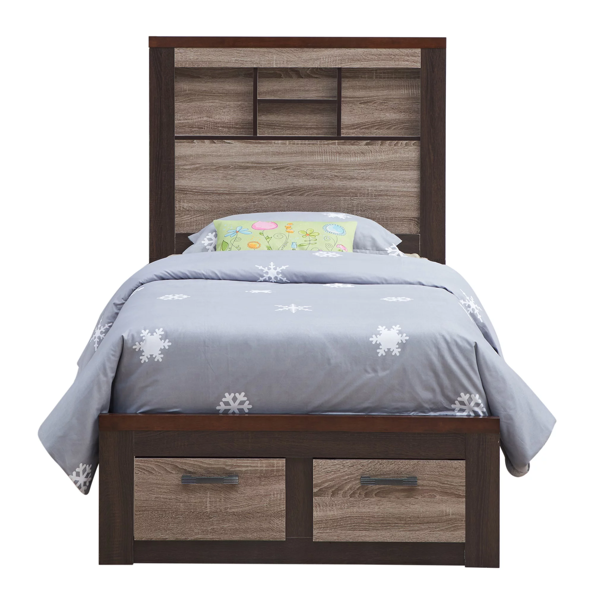 Passion Furniture Magnolia Gray and Brown Twin Panel Bed