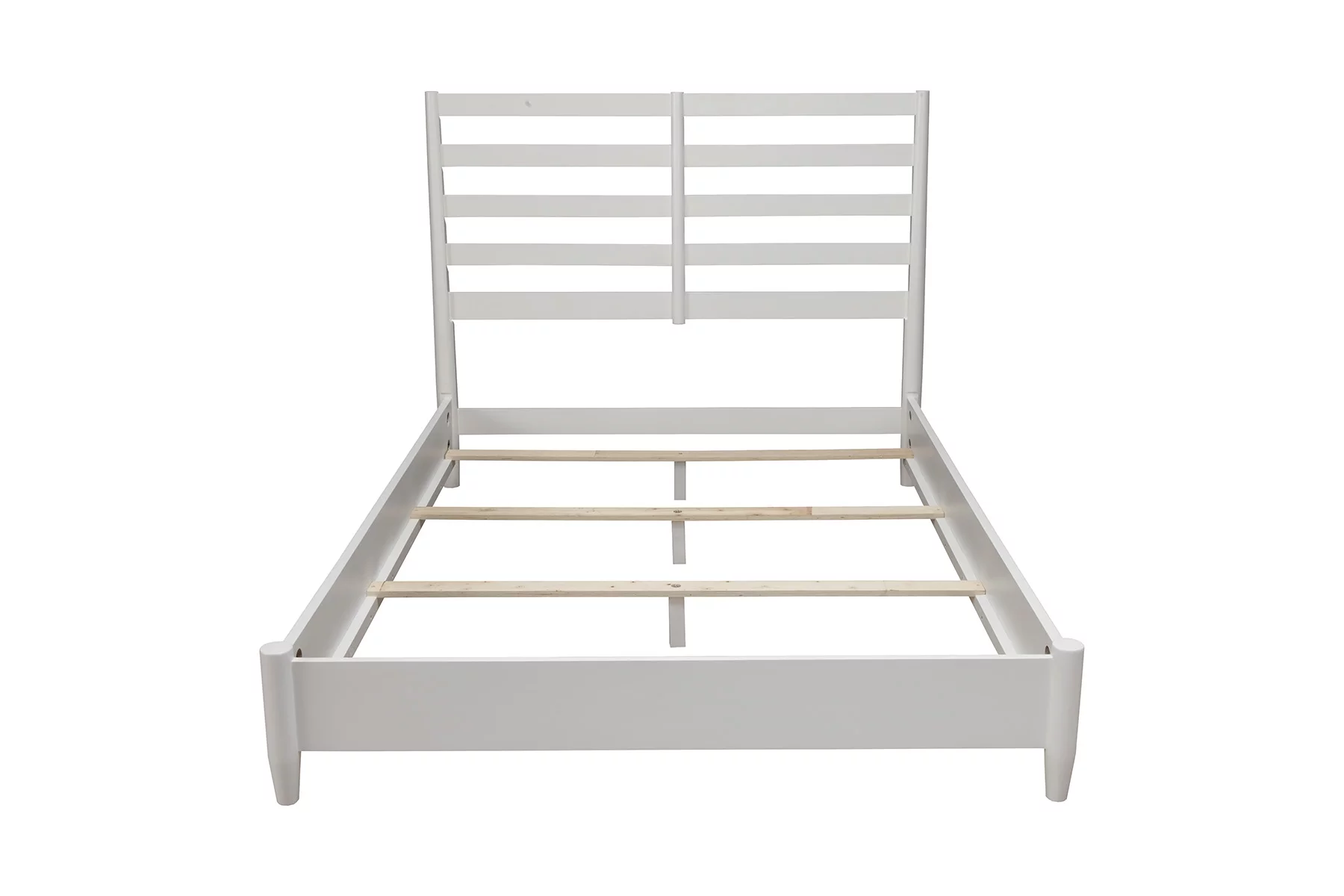 Alpine Furniture Flynn Queen Wood Bed in with Slat Back Headboard in White