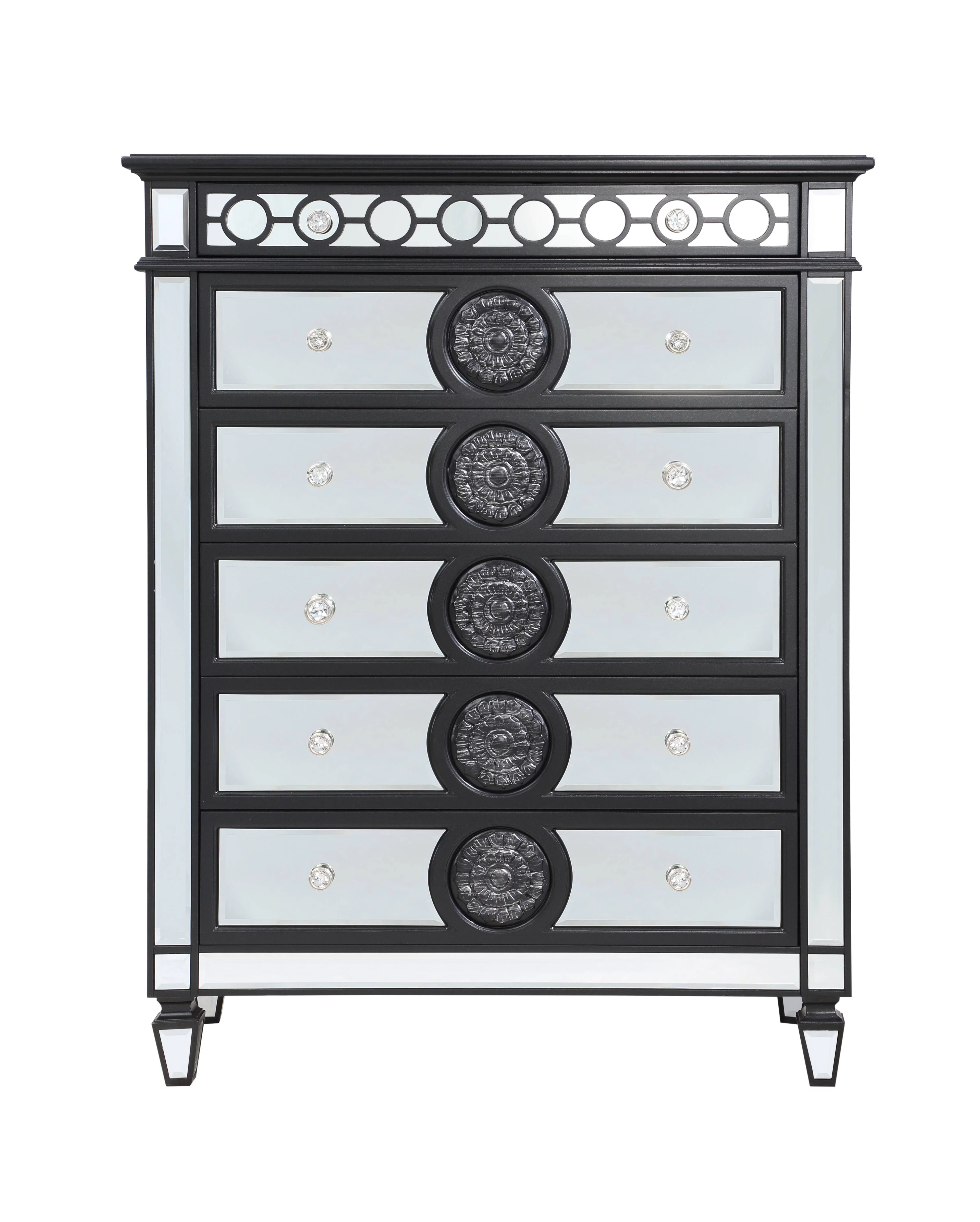 Varian II Chest in Black Velvet & BLACK & Sliver FINISH