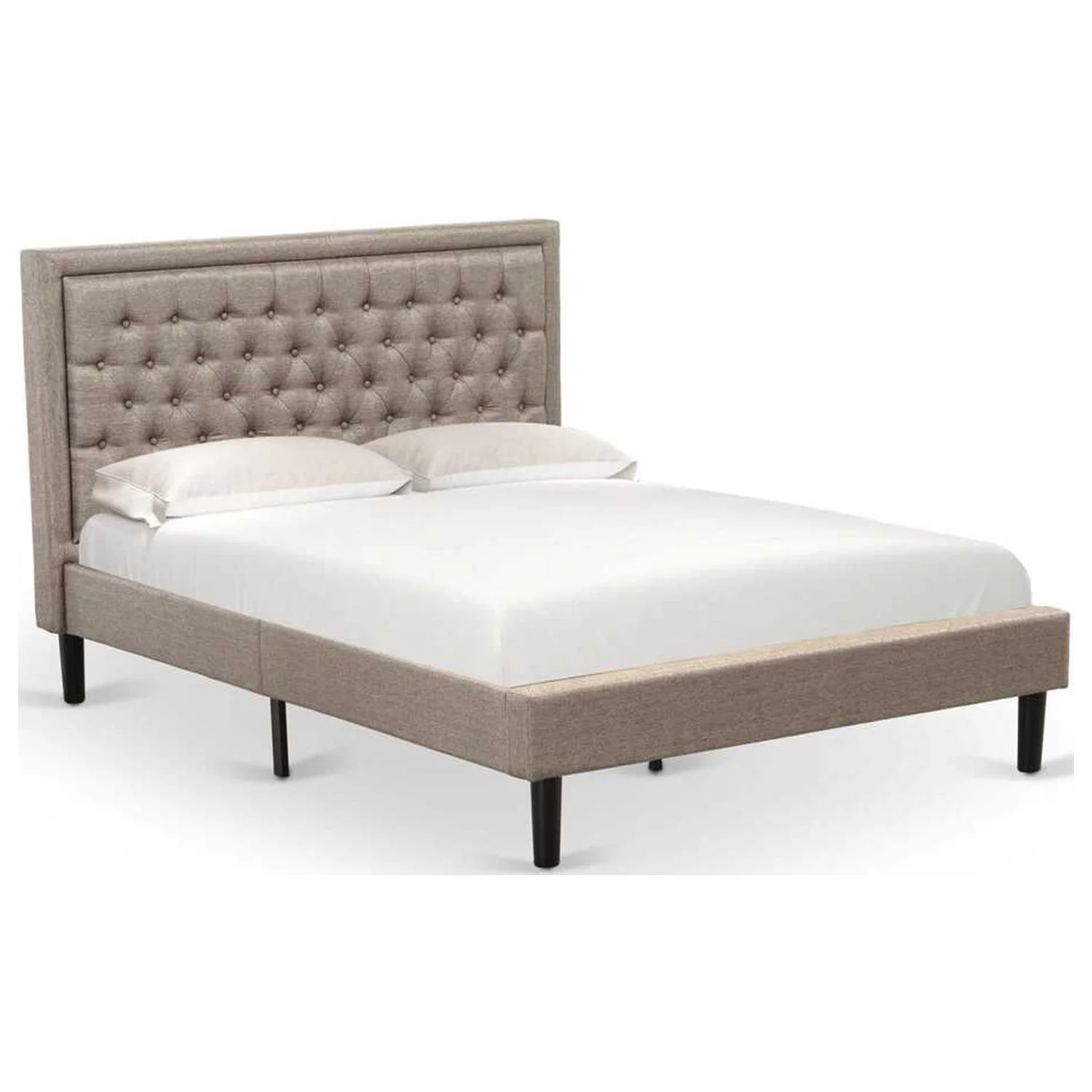 East West Furniture Kendall 3-Piece Wood Queen Bedroom Set in Dark Khaki Brown