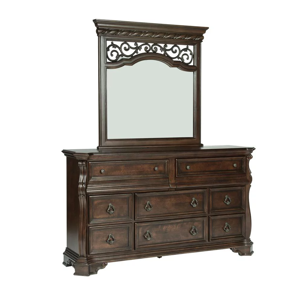 Liberty Furniture Arbor Place Dresser & Mirror, W68 x D19 x H85, Dark Brown