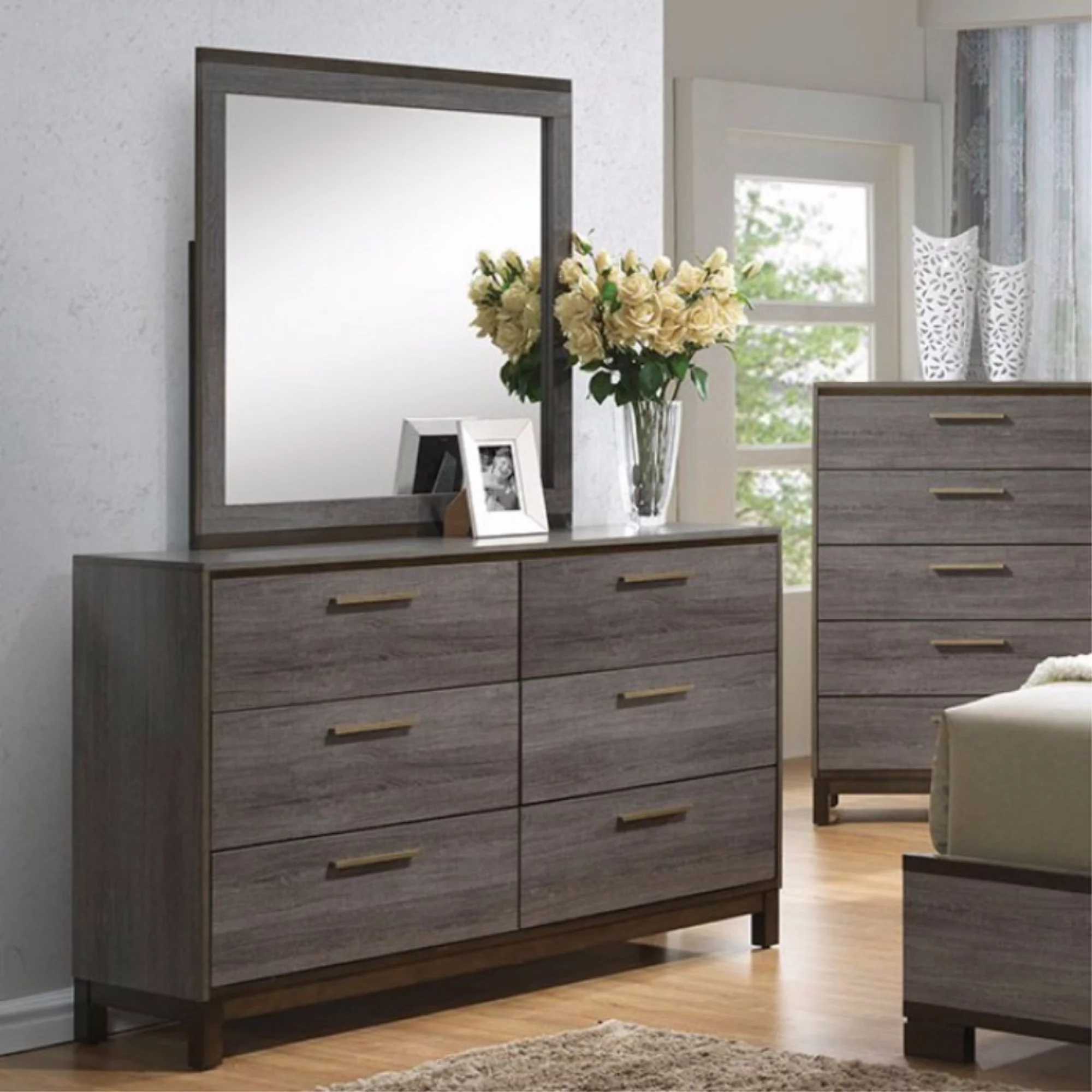 Opulent Glided Wooden Dresser, Antique Gray