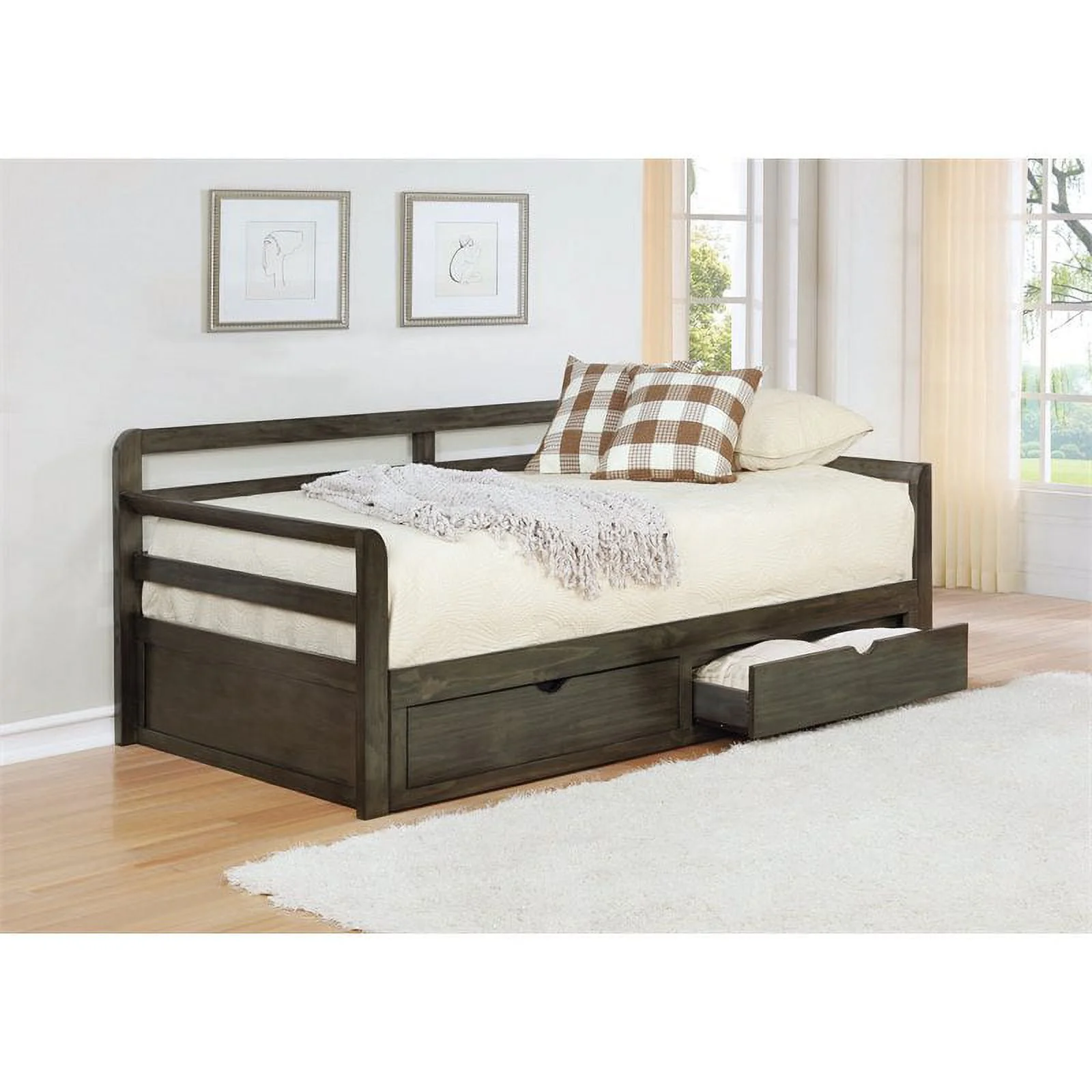 Stonecroft Furniture 2 Drawer Twin XL Daybed with Extension Trundle in Grey