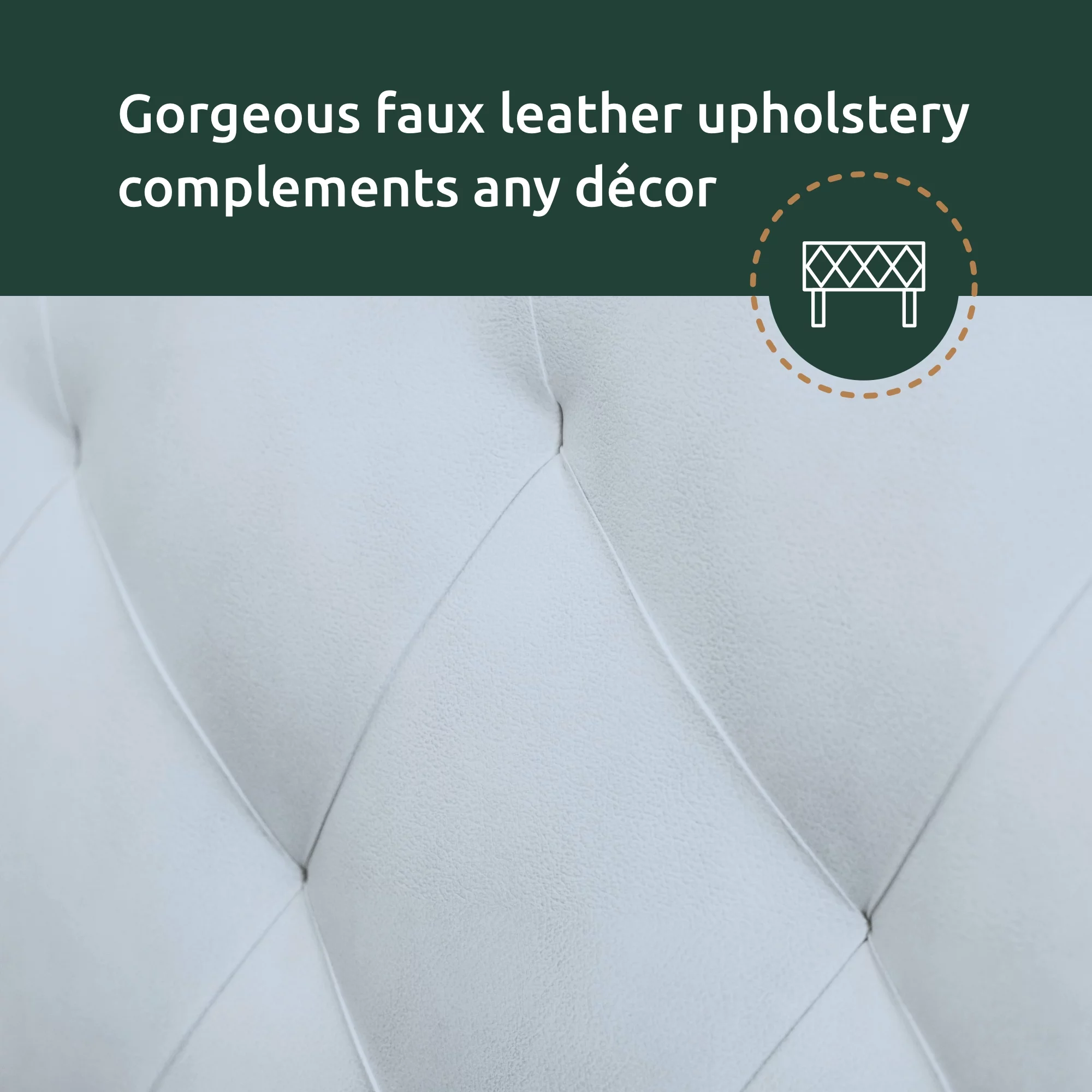 Rest Haven Harrington Faux Leather Upholstered Headboard, California King, White