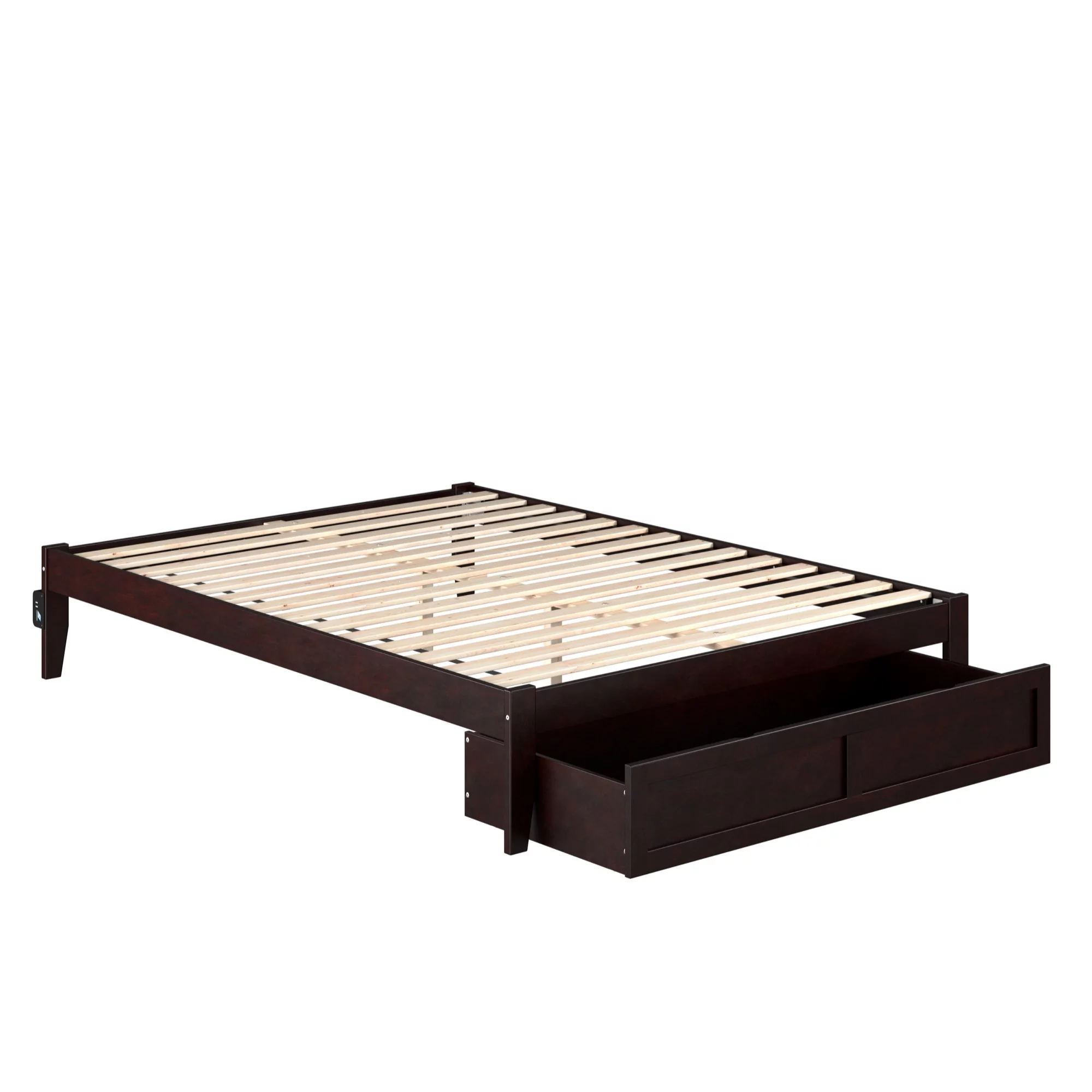 AFI Colorado Modern Wood Queen Bed with Foot Drawer in Espresso