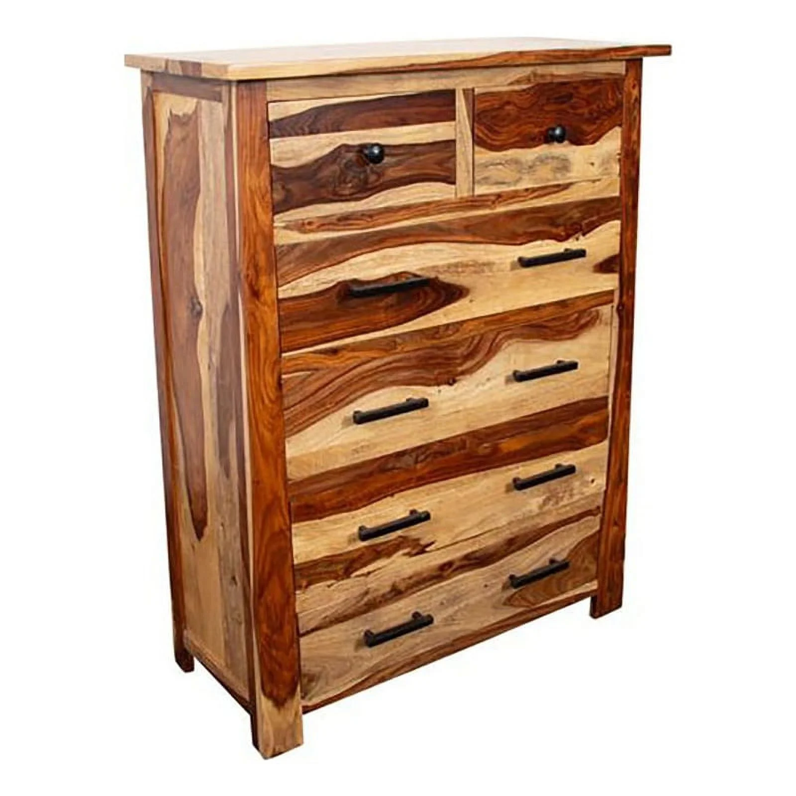 Hawthorne Collections Modern Solid Sheesham Wood 6 Drawer Chest in Brown