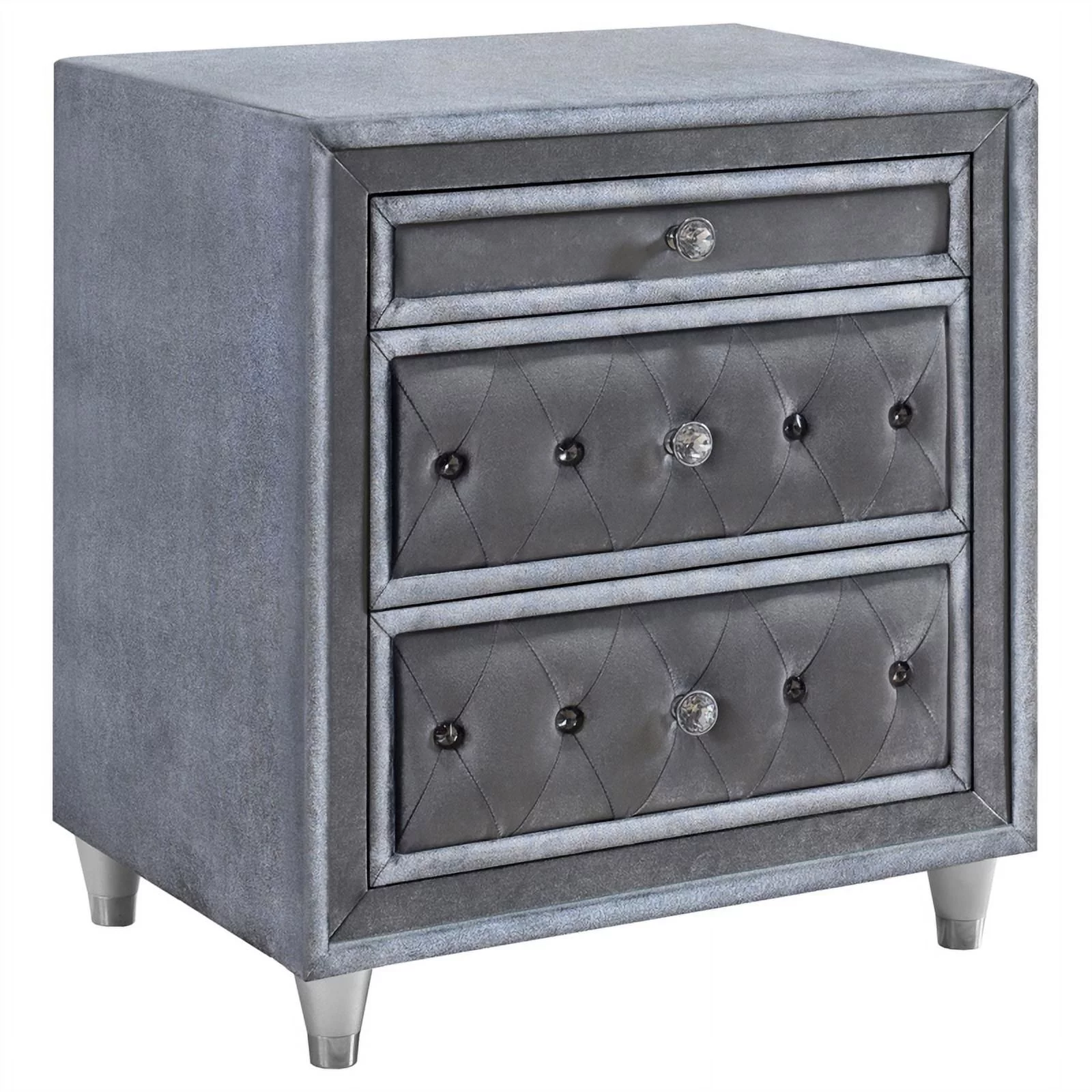 Maklaine 4-Piece Velvet Upholstered California King Bedroom Set in Gray