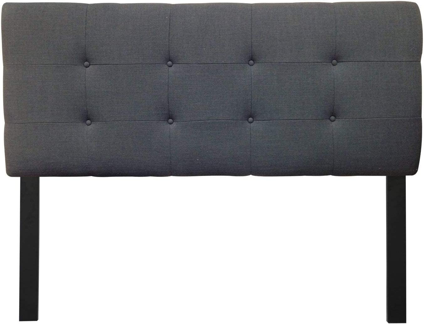 Collection Adjustable Fabric Upholstered, Foam Padded Contemporary Headboard With Deep Inset Button Tufted Design, Full, Charcoal Grey