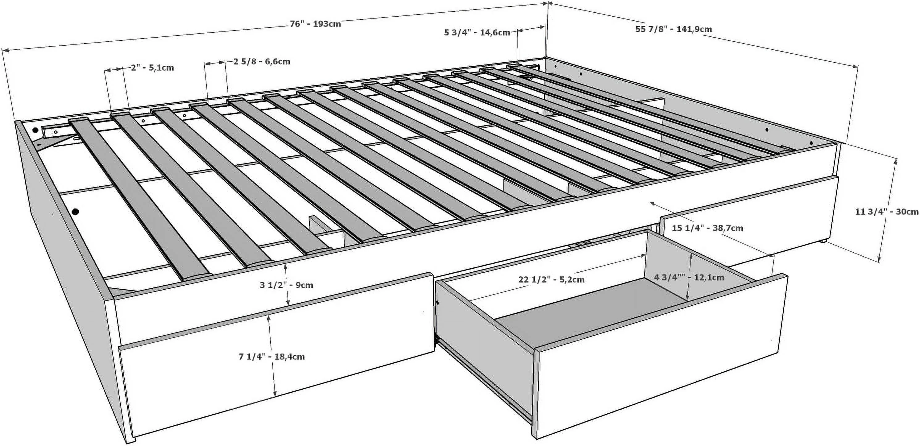 375430 3-Drawer Storage Bed Frame