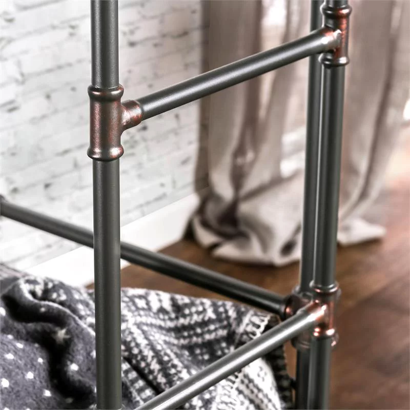 Bowery Hill Modern Metal Twin over Twin Bunk Bed in Antique Black