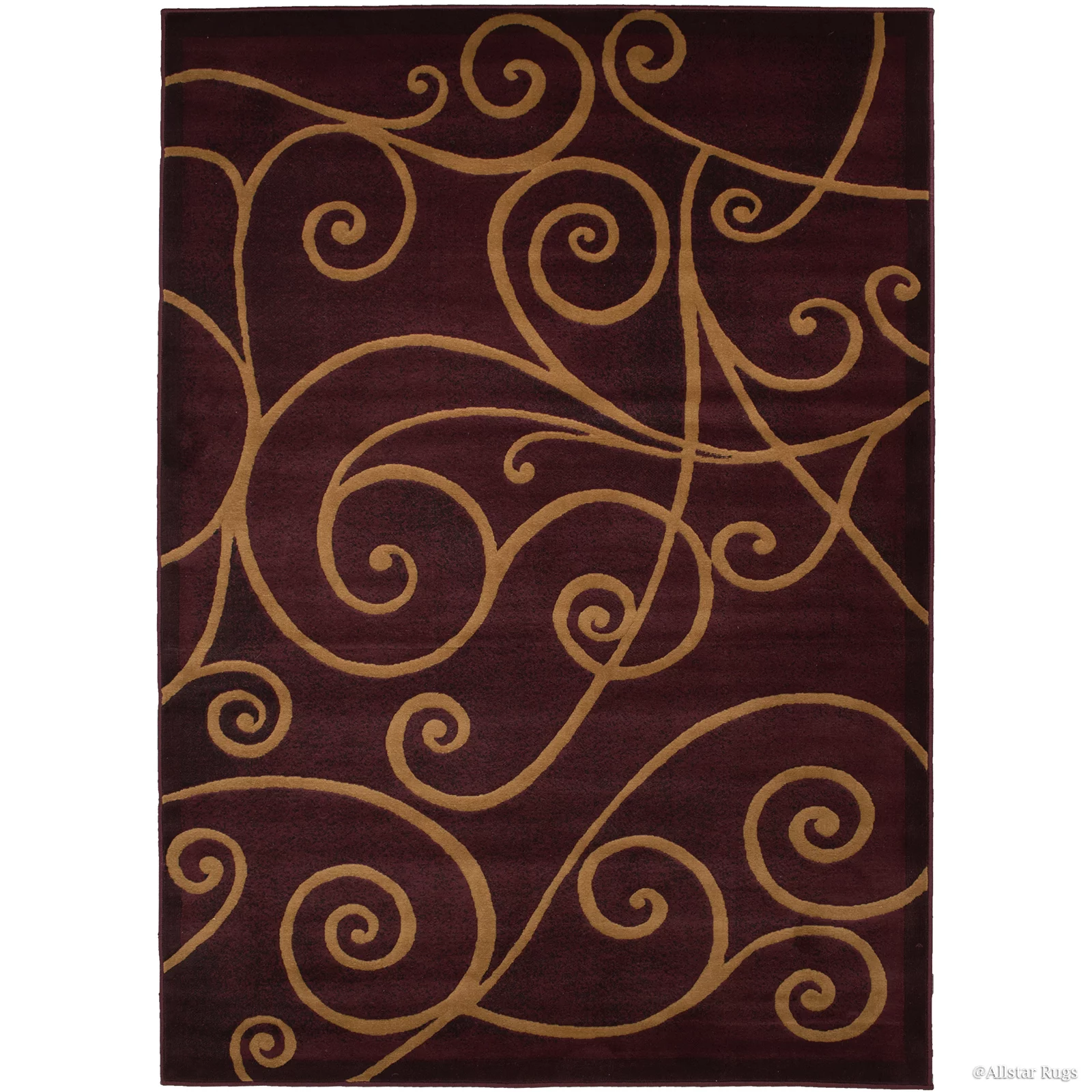 Allstar Rugs Allstar Modern Distressed Traditional Design Rug Burgundy 7' 9