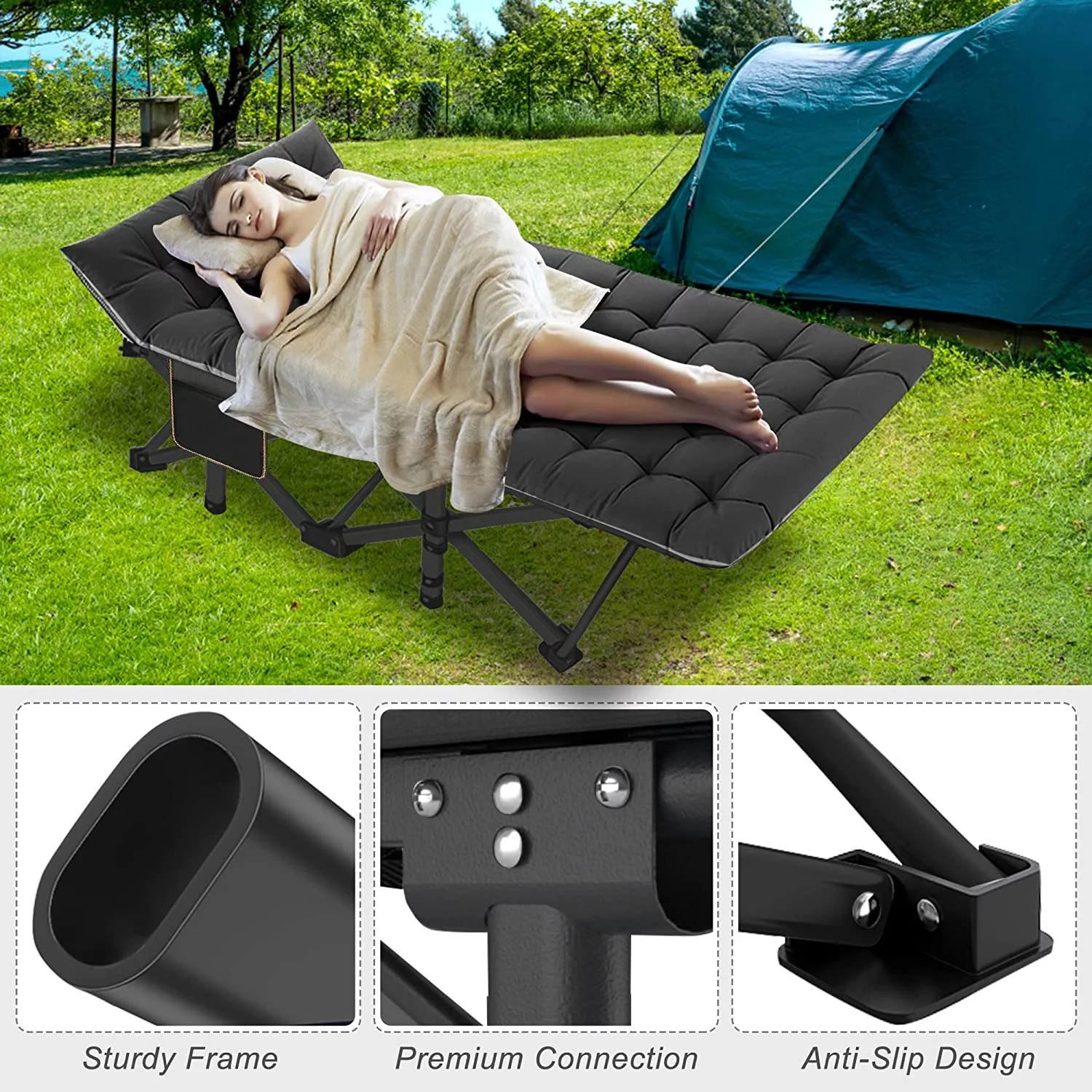 Slsy Cot, Folding Camping Cot for Adults, 75