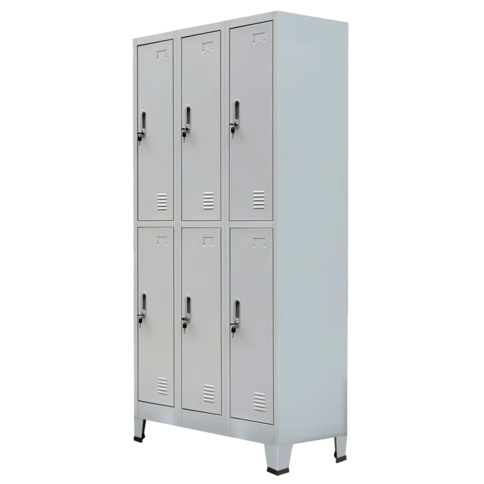 Dcenta Office Locker Cabinet Wardrobe Storage with 6 Hanging Bars & 6 Shelves, 6 Lockable Doors and 12 Keys Steel Room Decor 35.4