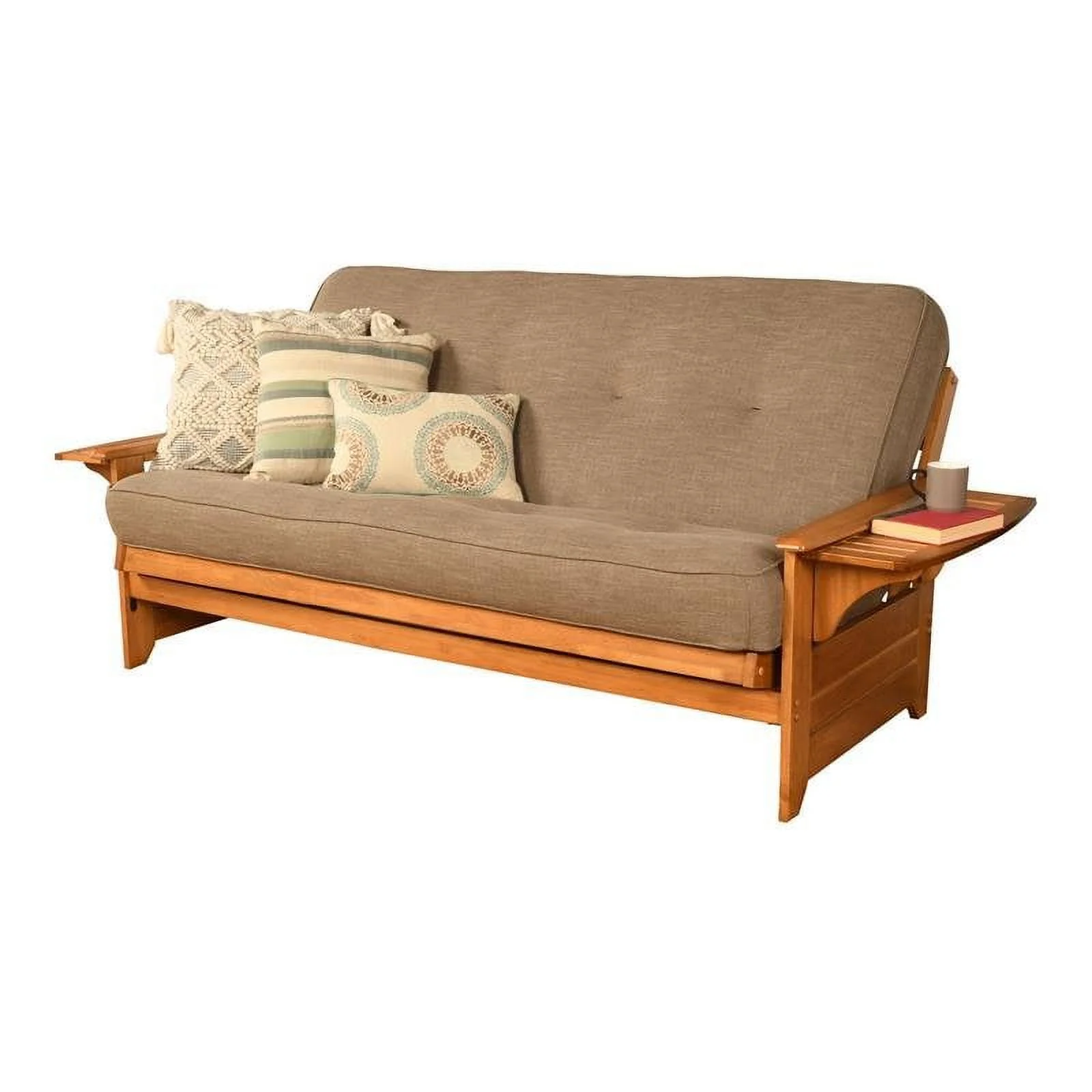Bowery Hill Full-size Traditional Linen Fabric Futon in Stone Gray