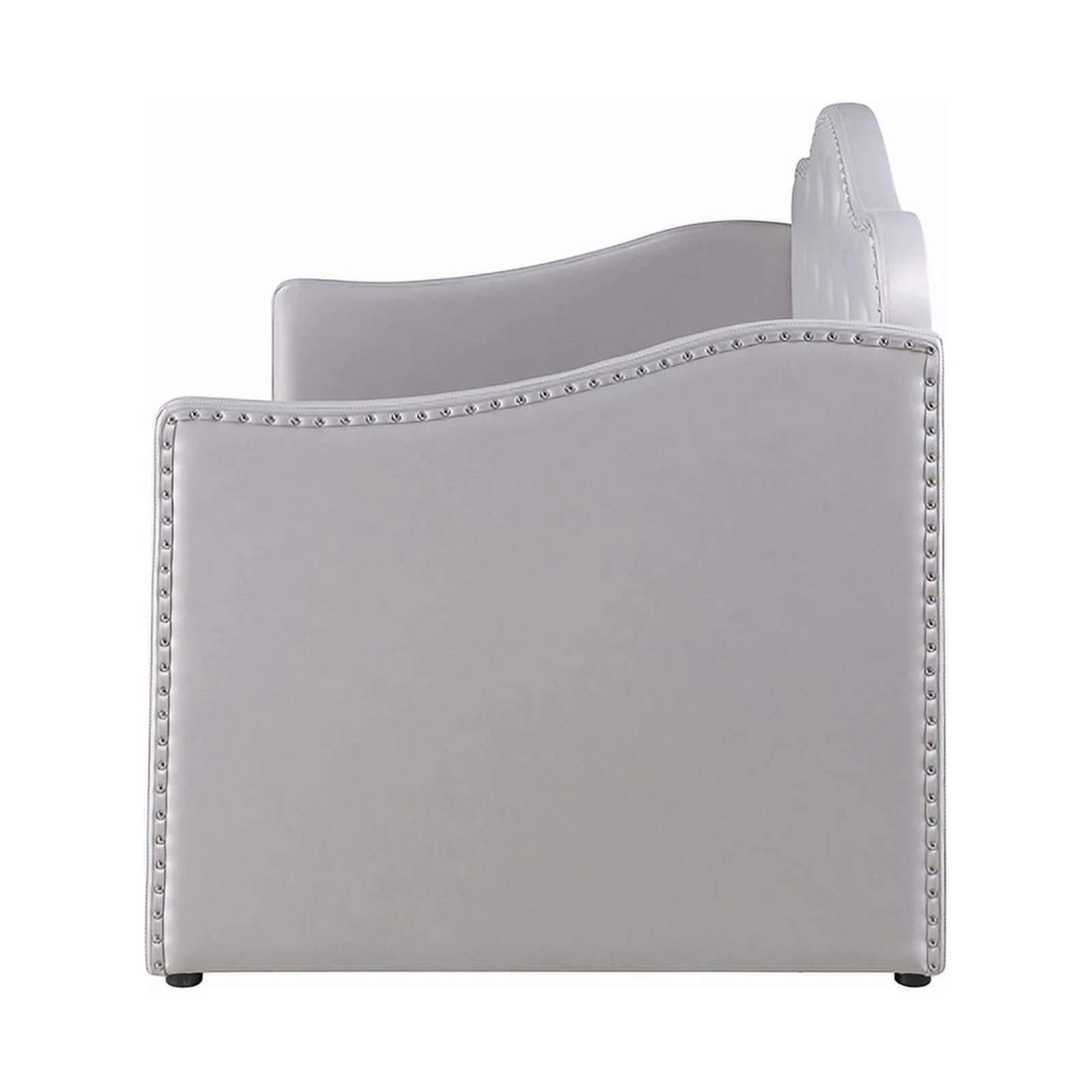 Benzara Upholstered Fabric & Wood Daybed with Clear Crystal Beads in Gray