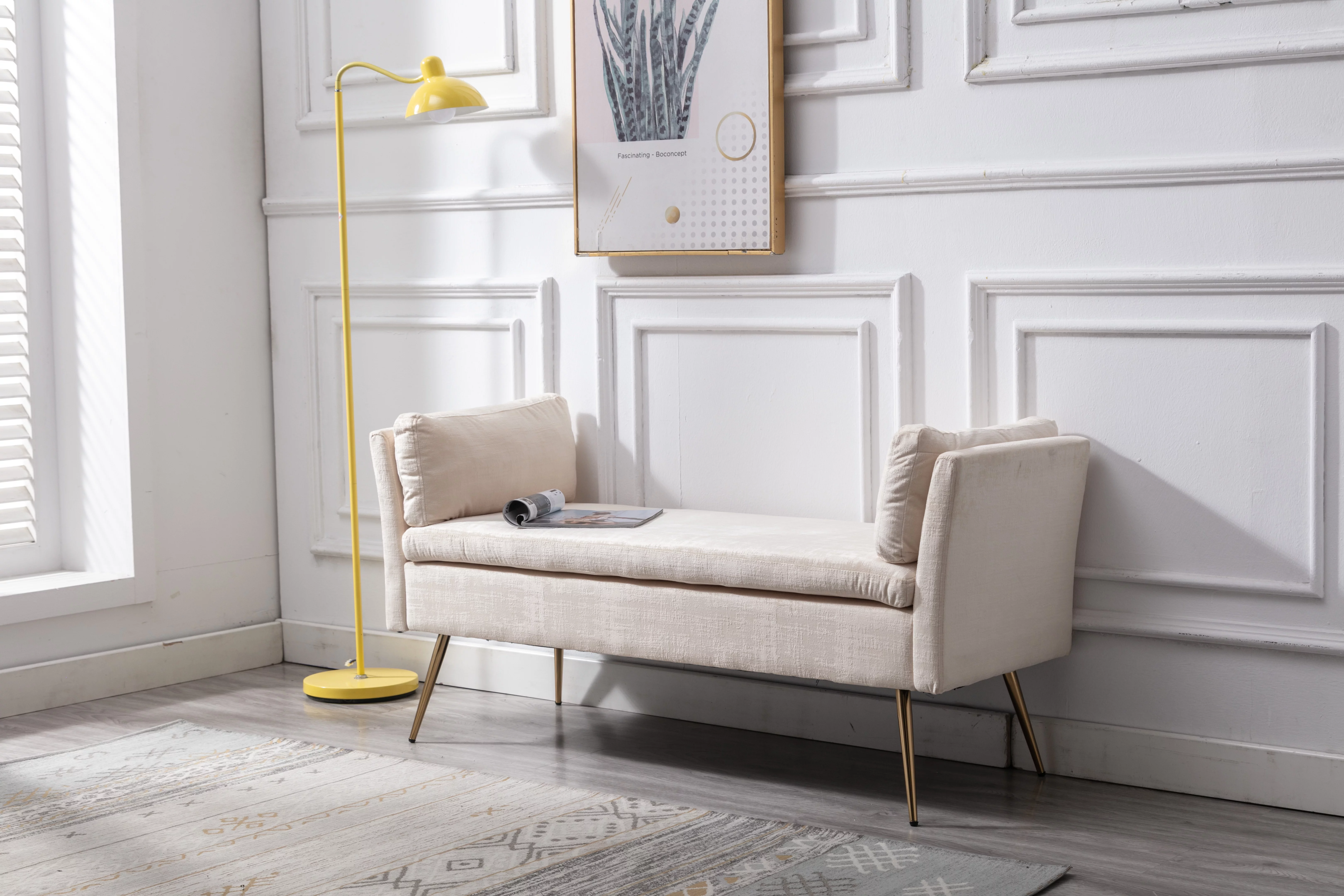 Luccalily Elegant Velvet Bench Ottoman, Upholstered End of Bed Bench for Bedroom, Tufted End of Bed Bench