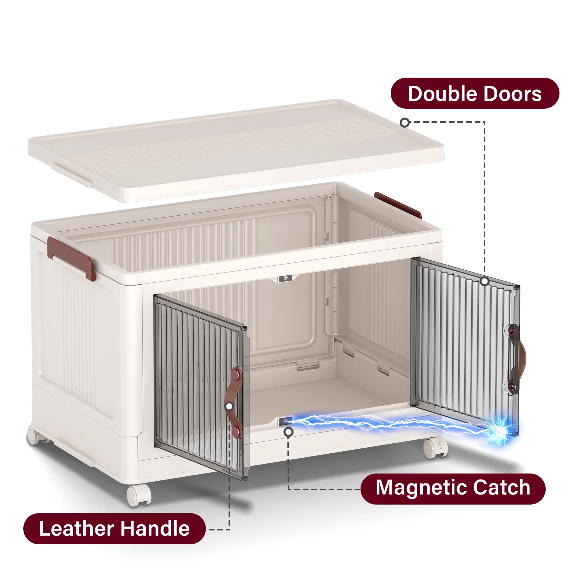Mr IRONSTONE Collapsible Storage Bins with Lids and Wheels - Sturdy, Stackable, and Portable Toy Storage Organizer - Wardrobe Closet Organizer - 3 Pack