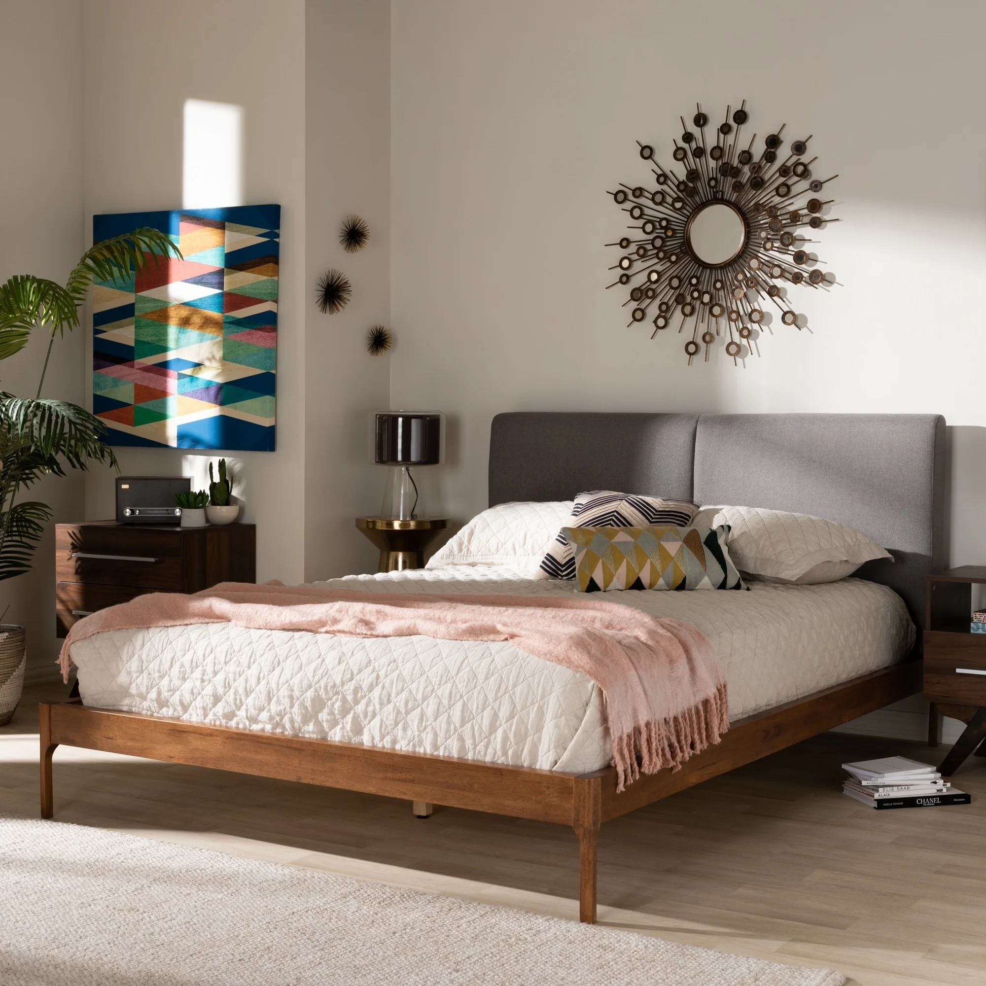 Baxton Studio Mid-Century Platform Bed by Grey Full/Double