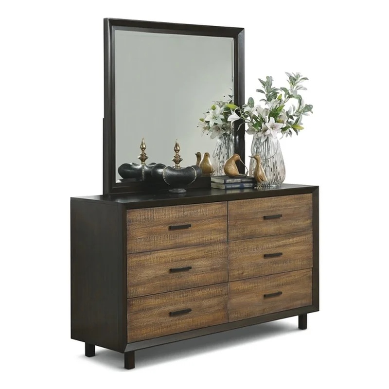 Home Square 4-Piece Set with Queen Bed & Dresser & 2 Nightstands in Brown