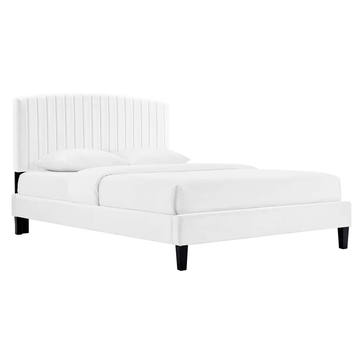 Modway Alessi Modern Performance Velvet Full Platform Bed in White