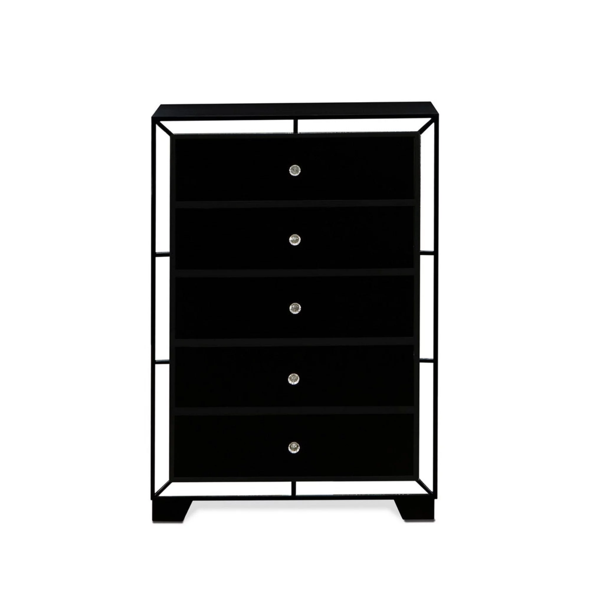 East West Furniture Nella 1 Piece Rectangular Chest of Wooden Drawers for Bedroom - Black Legs