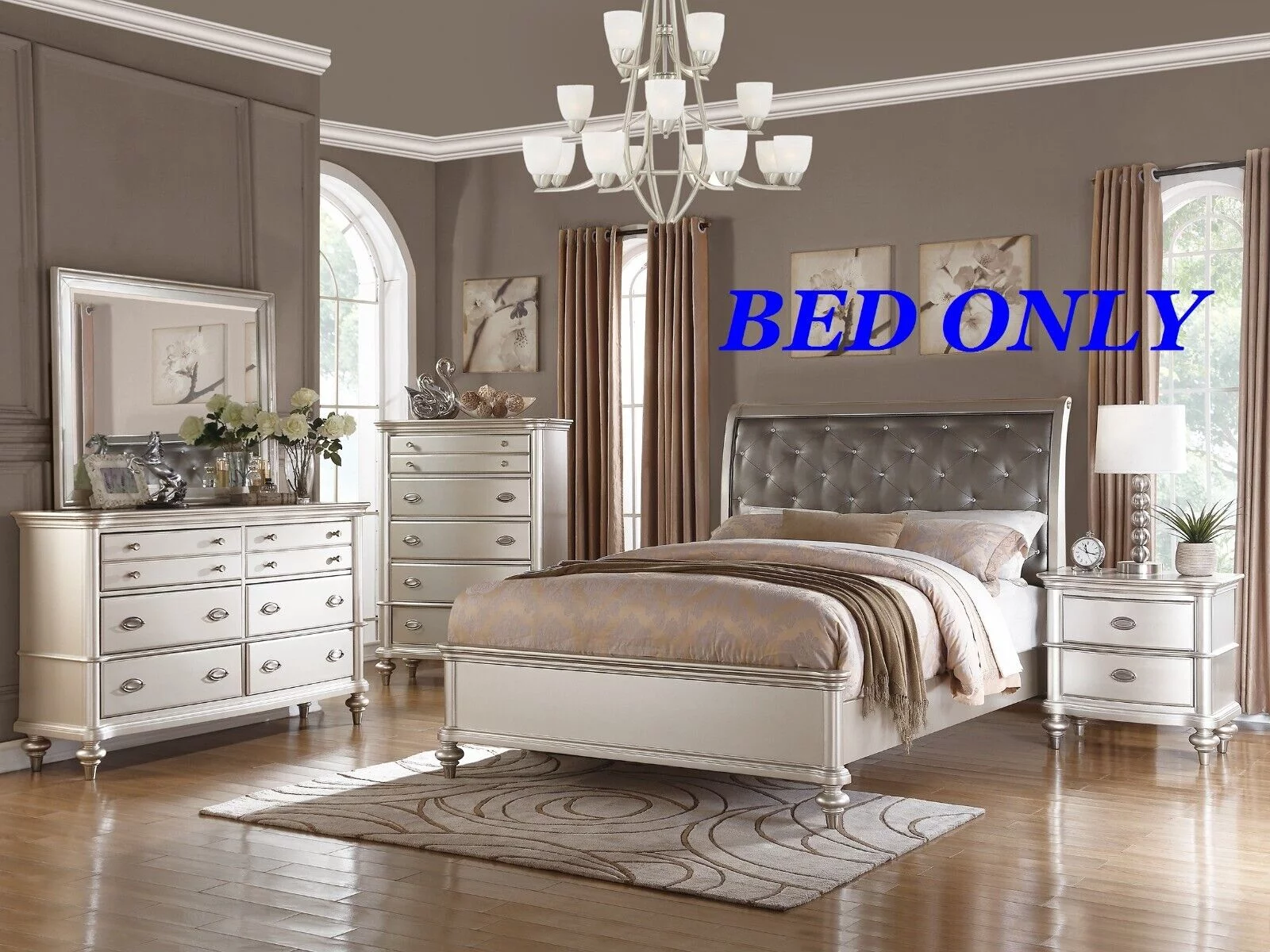 Traditional Look 1pc California King Size Bed Faux Leather Tufted Headboard Silver Finish Bedroom Furniture unique Legs