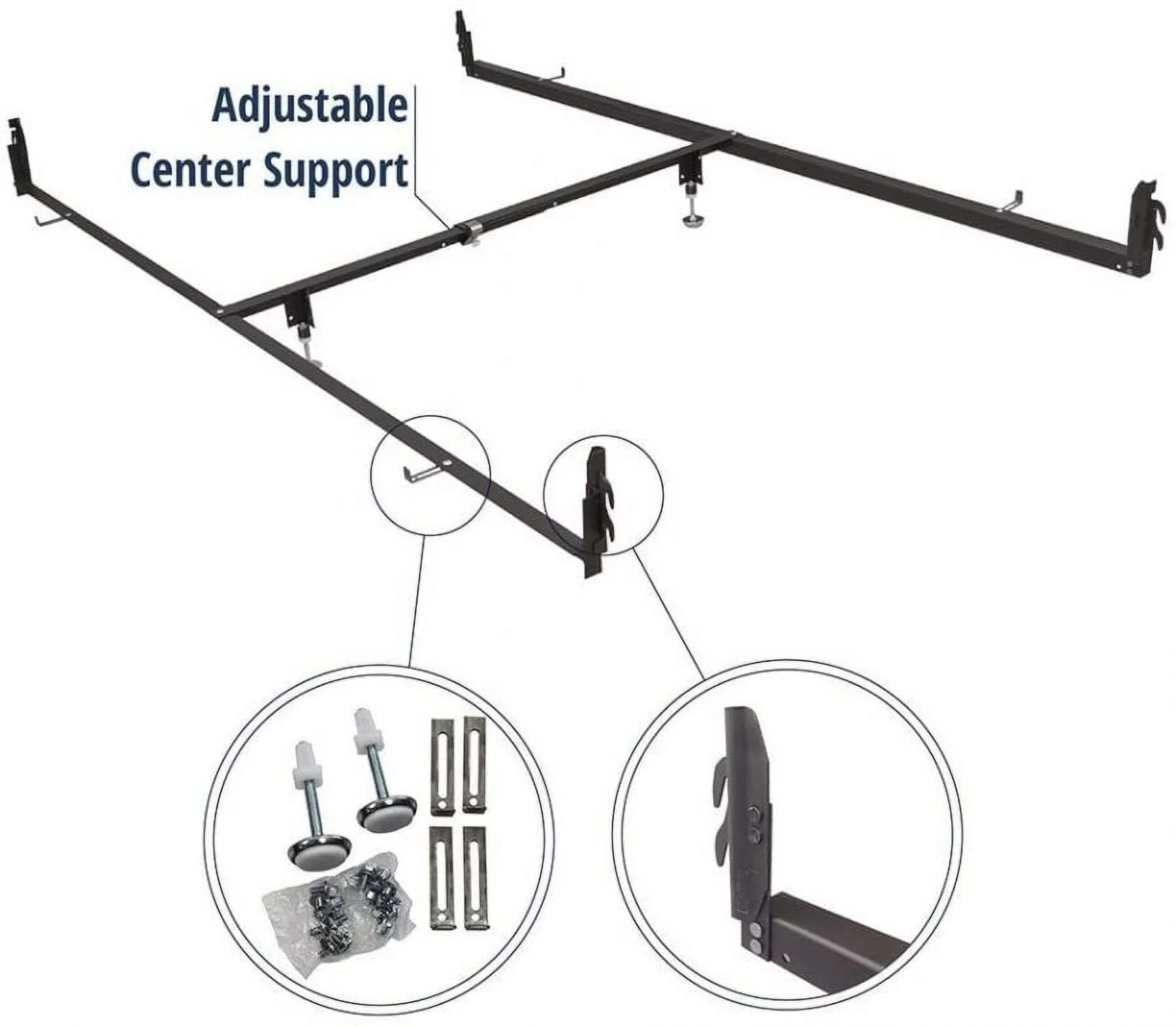 Glideaway DRCV1L Full to Queen Hook In Bed Rail Conversion Frame