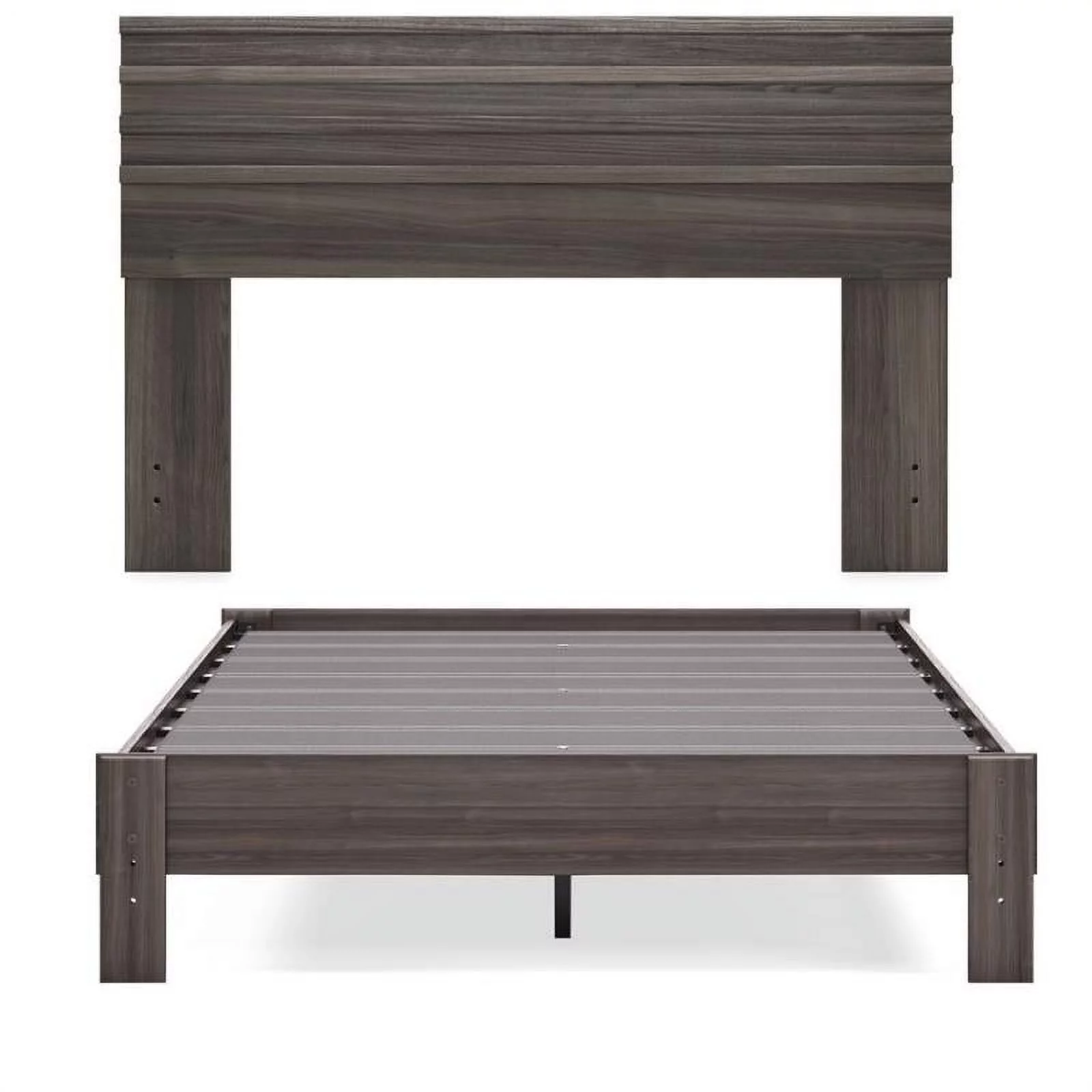 Home Square 2 Piece Bedroom Set with Headboard and Platform Bed in Gray