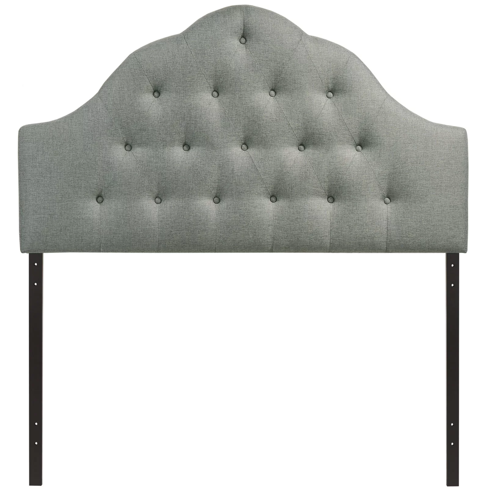 Modern Contemporary Queen Size Fabric Headboard, Grey Fabric