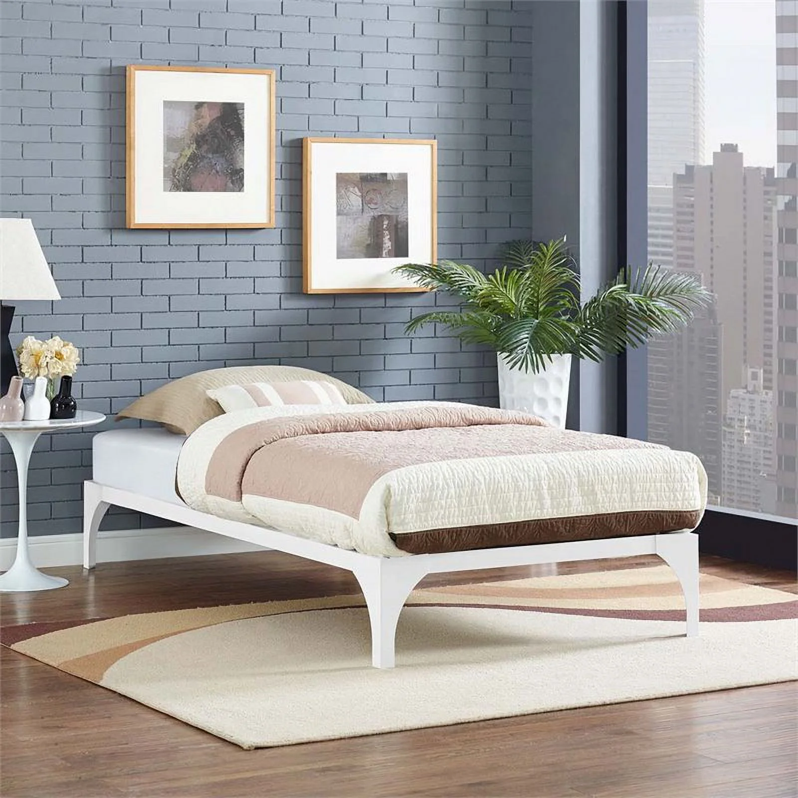 Pemberly Row Modern / Contemporary Twin Platform Bed in White