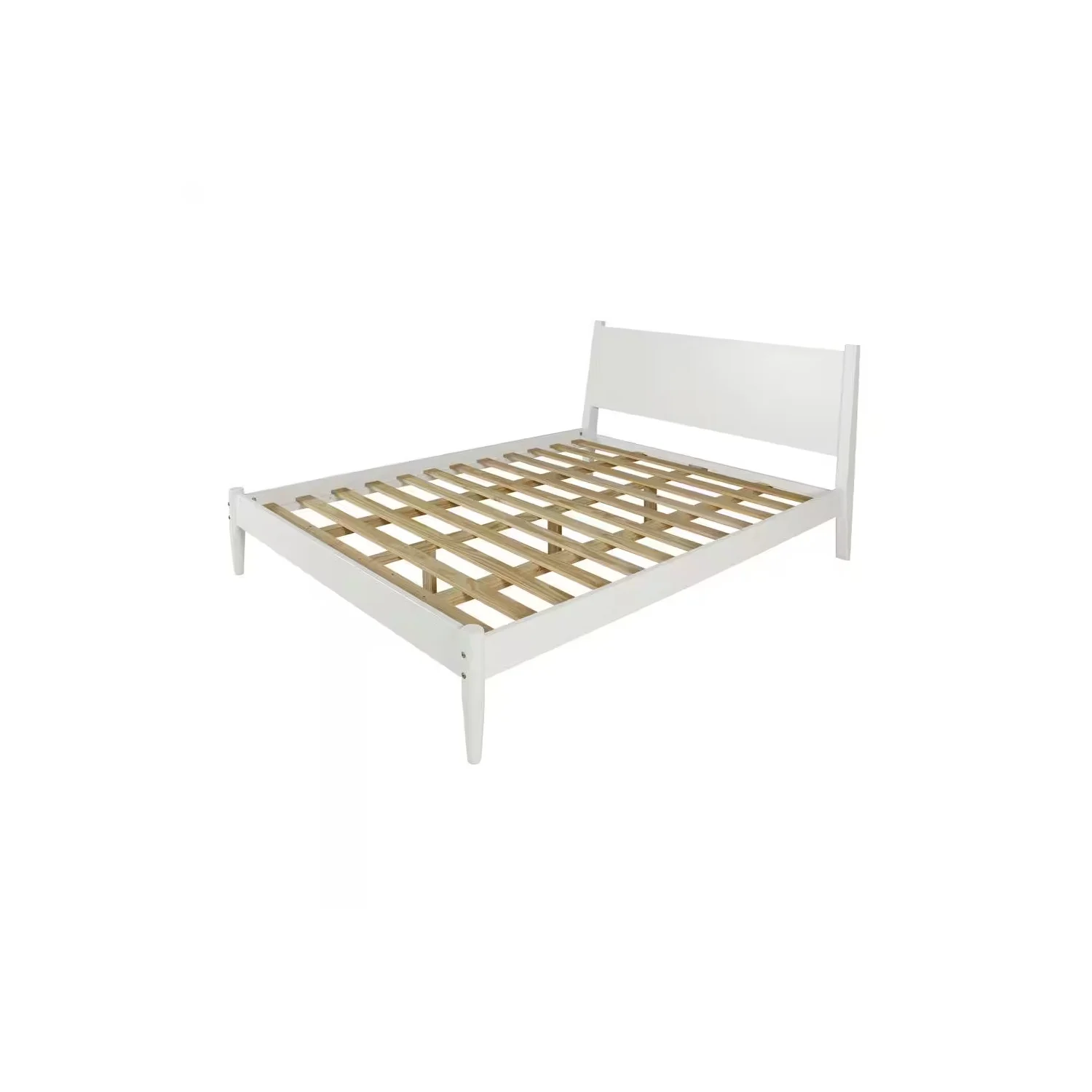 Mid-Century Panel Bed - Queen Size - White Finish