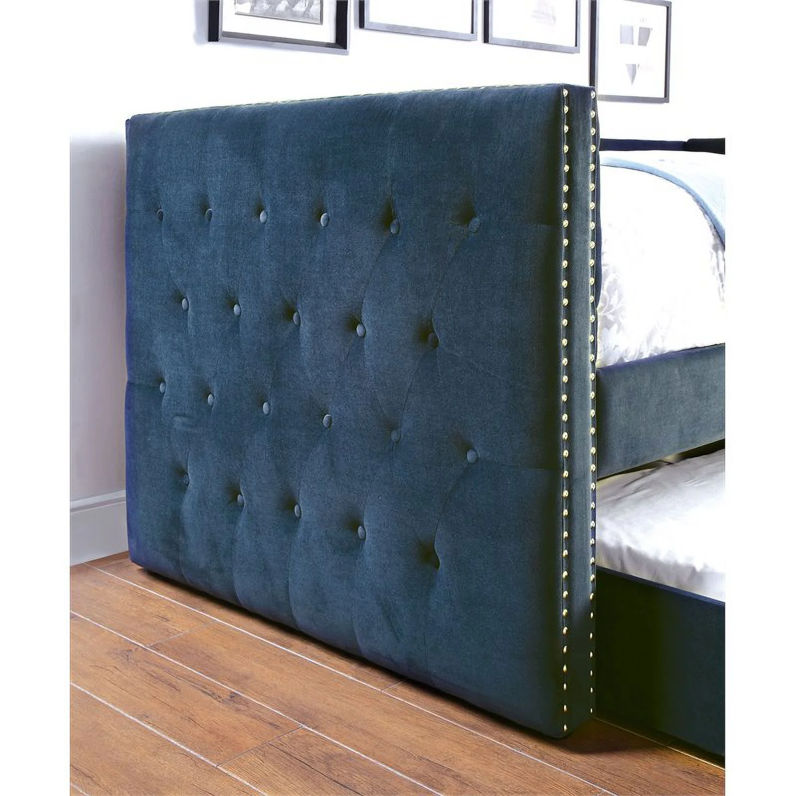 Bowery Hill Contemporary Contemporary Fabric Daybed with Trundle in Navy